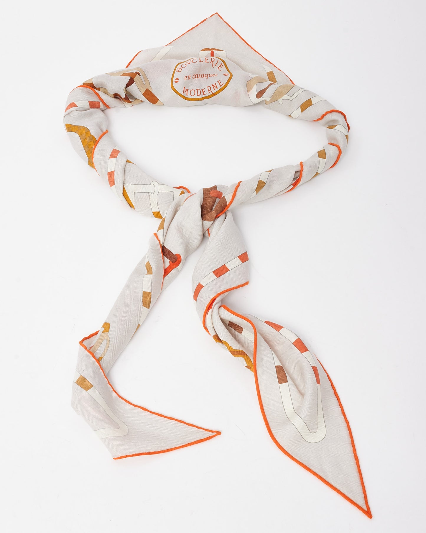 Hermès Grey/Orange/Multi Cashmere and Silk Bouclerie Moderne en Casaques Giant Triangle Scarf