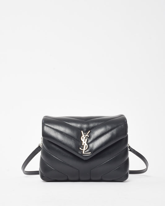 Saint Laurent Black Leather Toy LouLou Crossbody Bag SHW