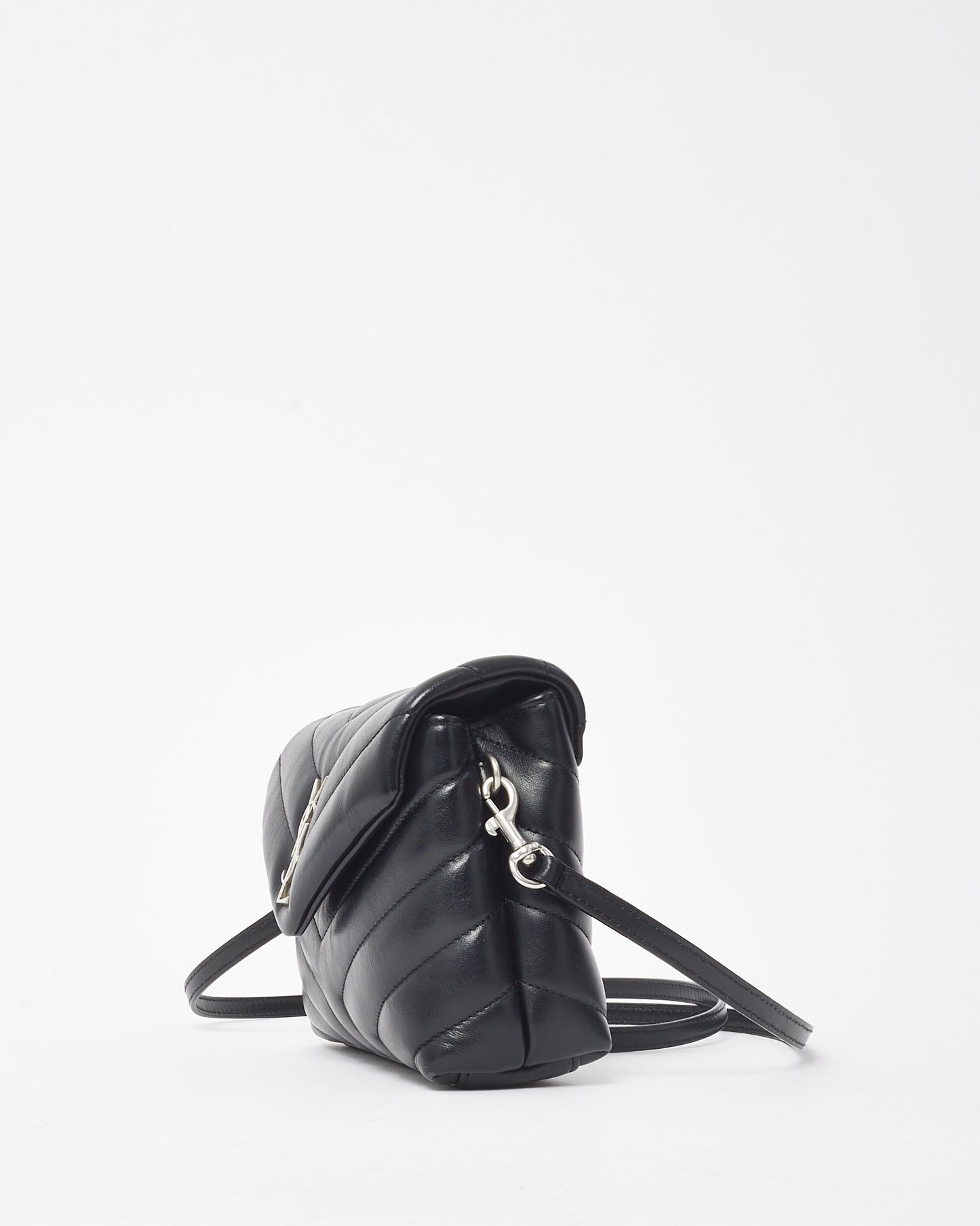 Saint Laurent Black Leather Toy LouLou Crossbody Bag SHW