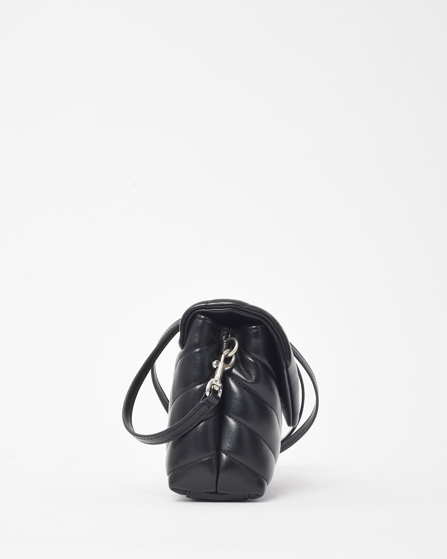 Saint Laurent Black Leather Toy LouLou Crossbody Bag SHW
