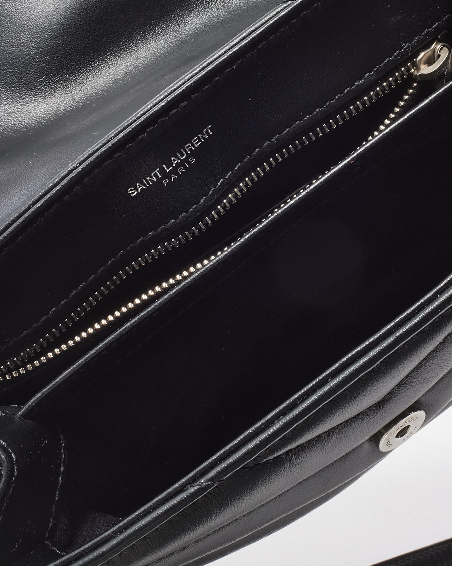 Saint Laurent Black Leather Toy LouLou Crossbody Bag SHW