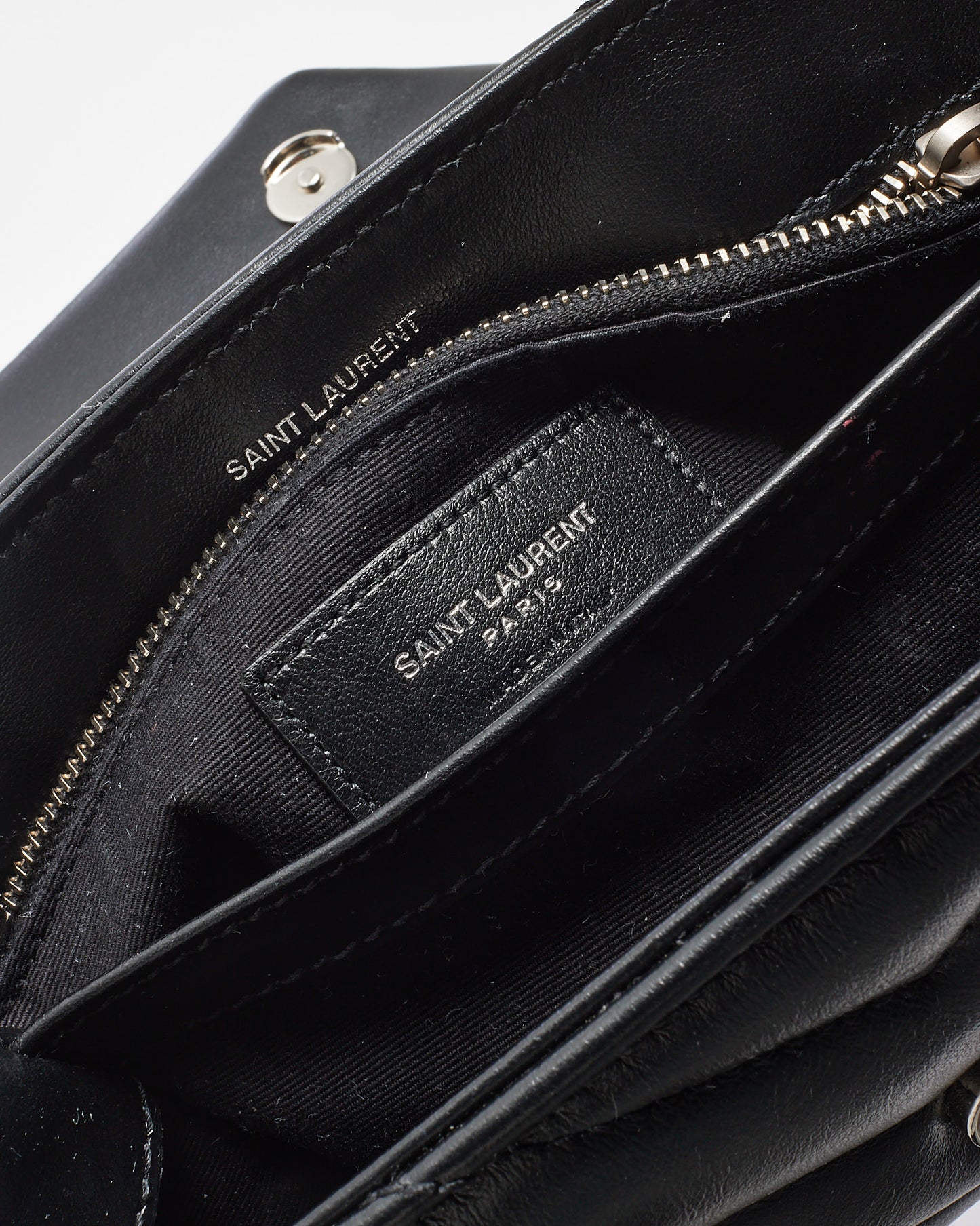 Saint Laurent Black Leather Toy LouLou Crossbody Bag SHW