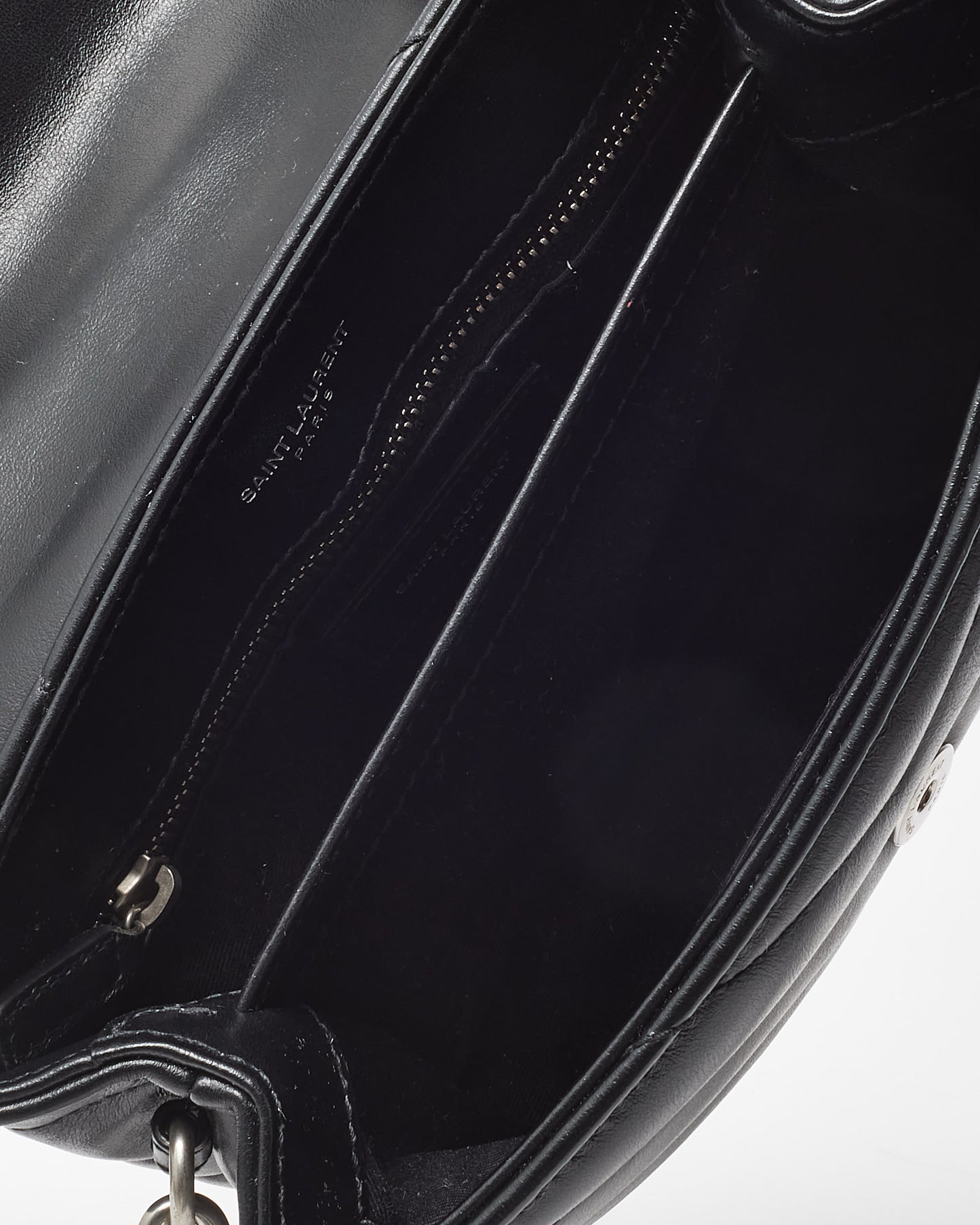 Saint Laurent Black Leather Toy LouLou Crossbody Bag SHW