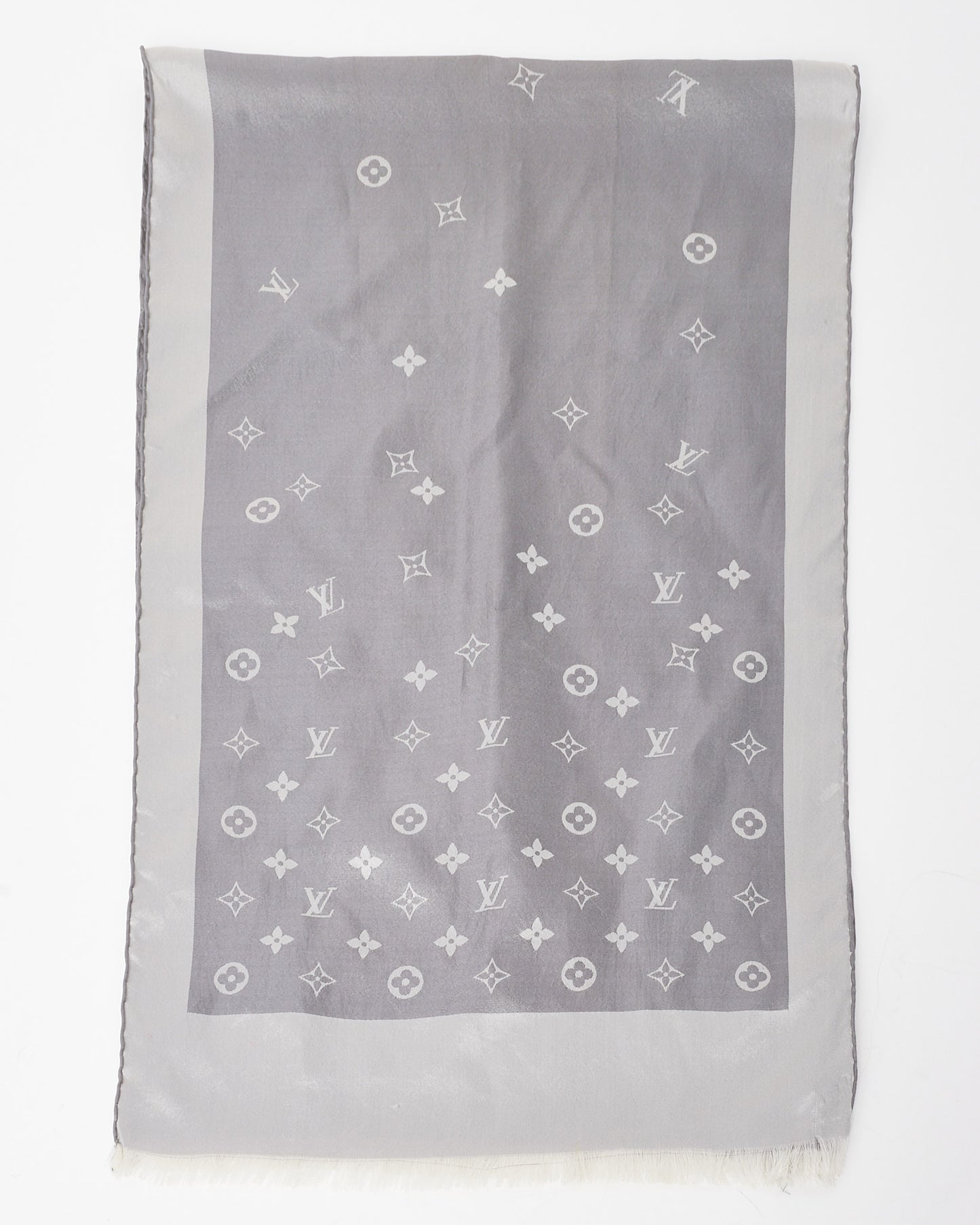 Louis Vuitton Grey Monogram Silk Capri Stole Scarf