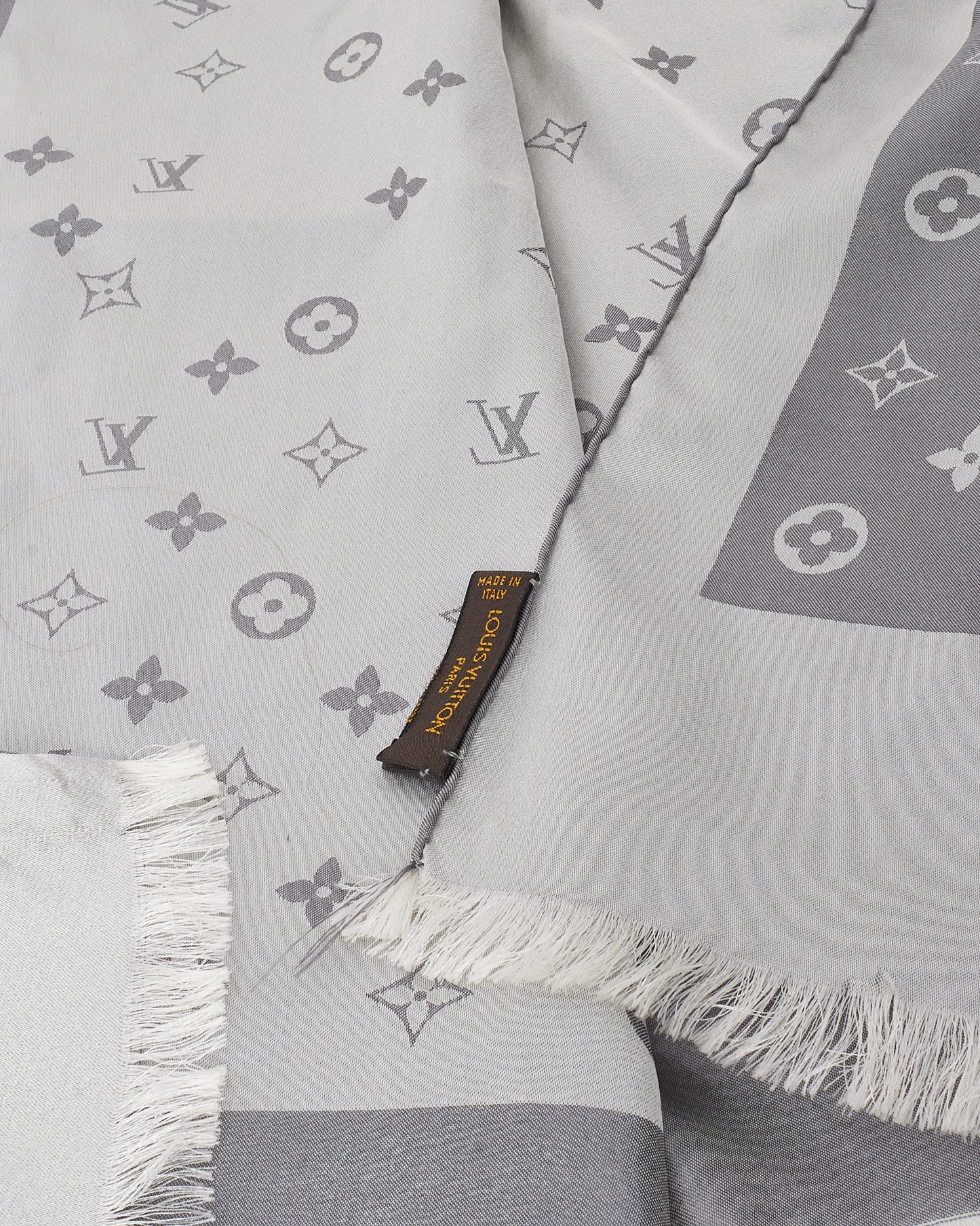 Louis Vuitton Grey Monogram Silk Capri Stole Scarf