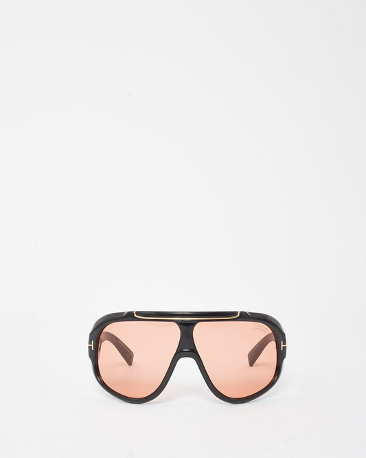 Tom Ford Brown Oversize Rellen TF1093 72MM Wrap Sunglasses