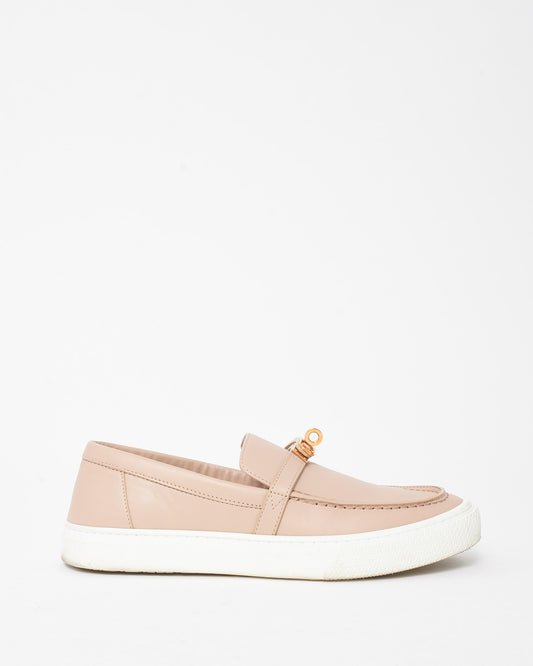 Hermès Pink Beige Nude Kelly RGH Buckle Game Slip-On Sneakers - 38.5