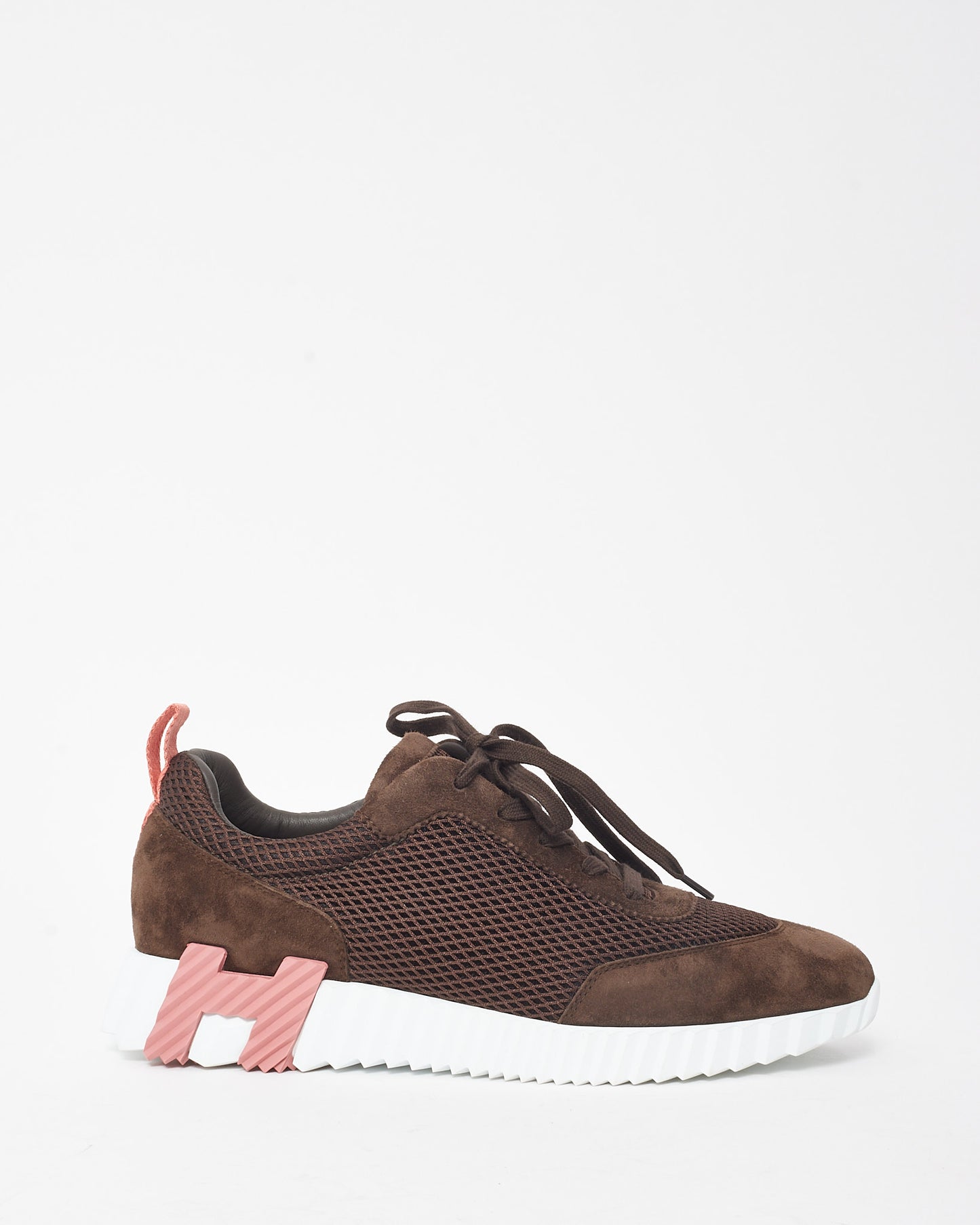 Hermès Women's Brown Suede Pink H Bouncing Sneakers - 41