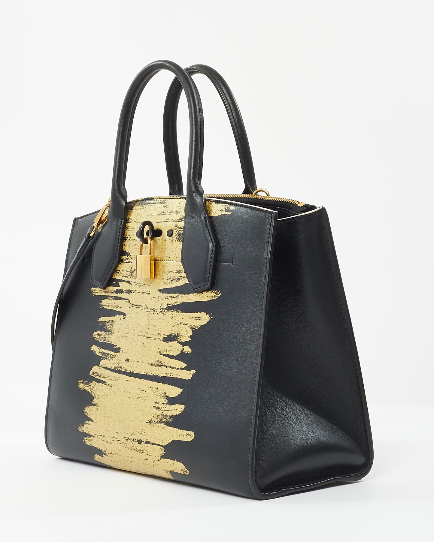 Louis Vuitton Black Calfskin Golden Light MM City Steamer Bag