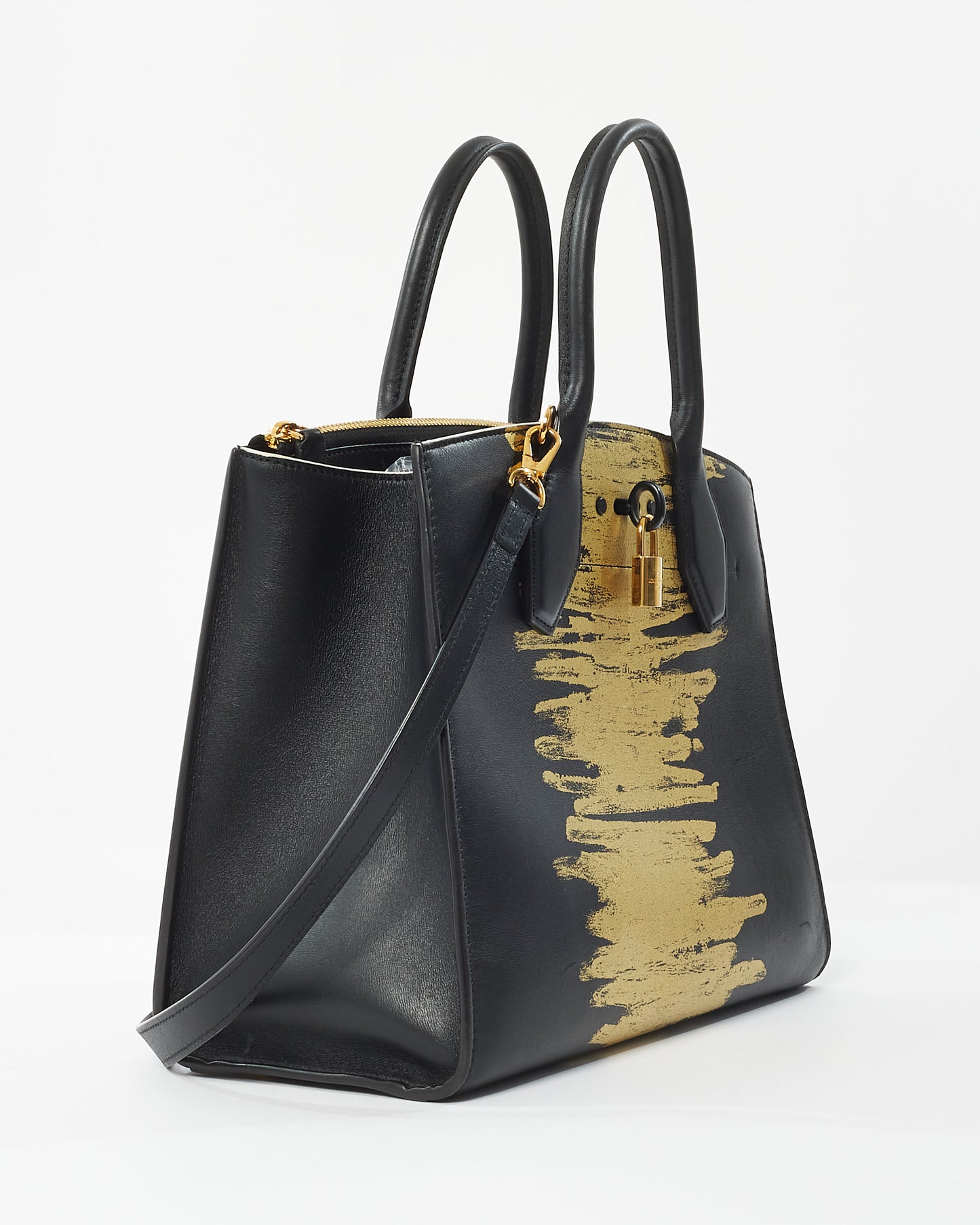 Louis Vuitton Black Calfskin Golden Light MM City Steamer Bag