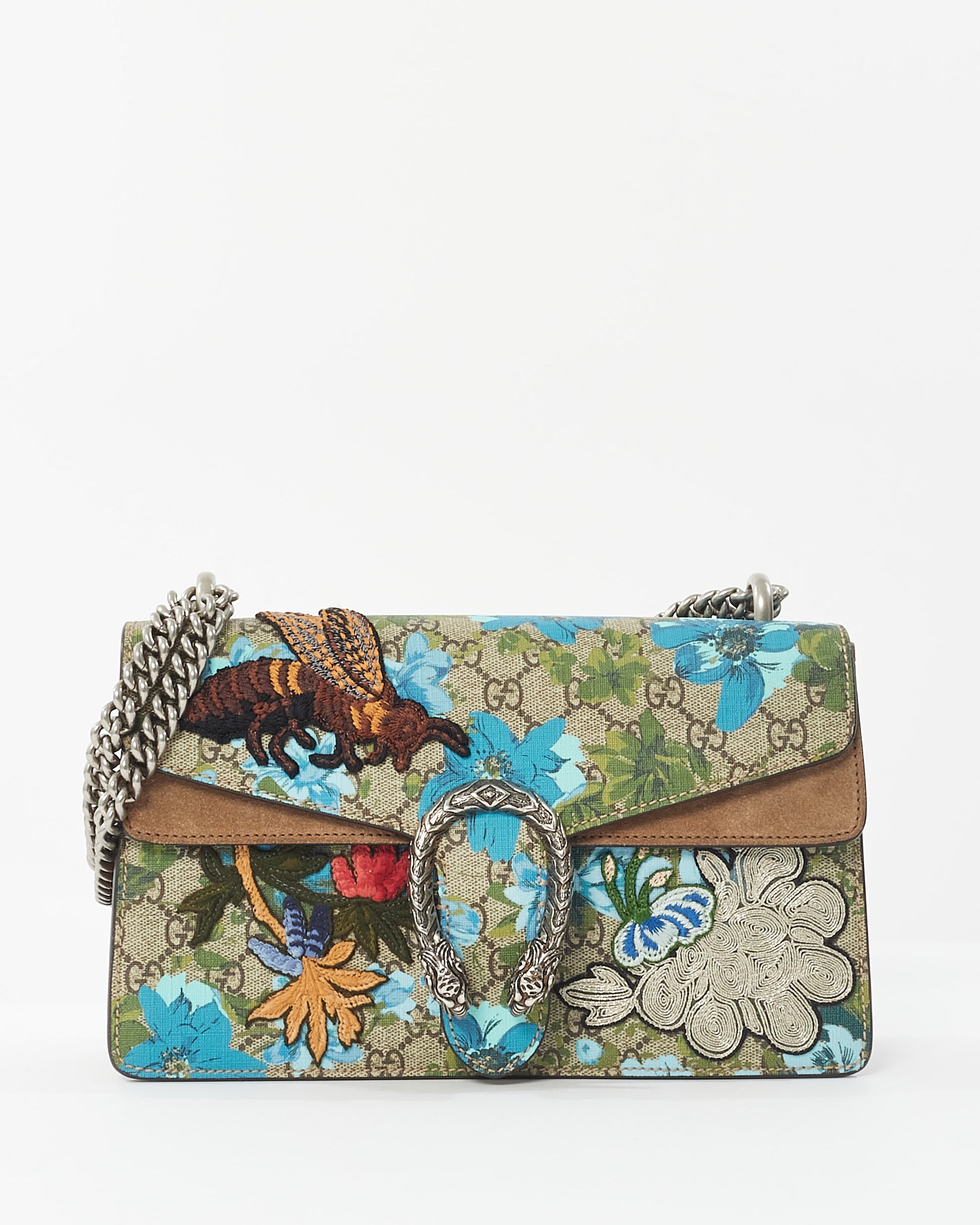 Buy Gucci GG Supreme Monogram Blue Blooms Print Embroidered Small