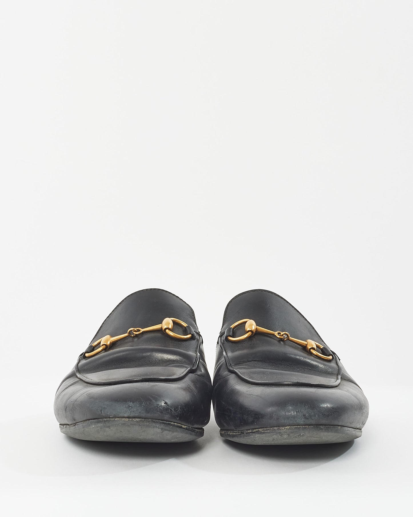 Gucci Black Leather Princeton Slip On Loafers - 38