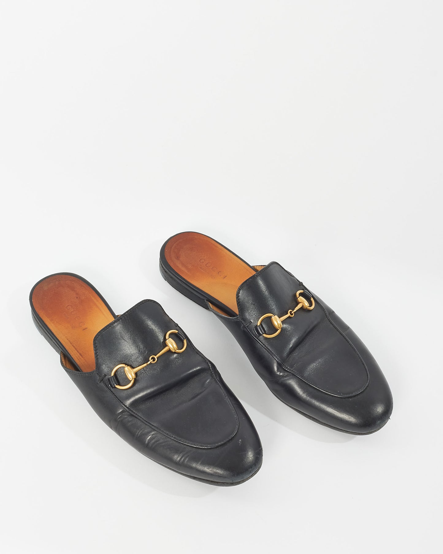Gucci Black Leather Princeton Slip On Loafers - 38