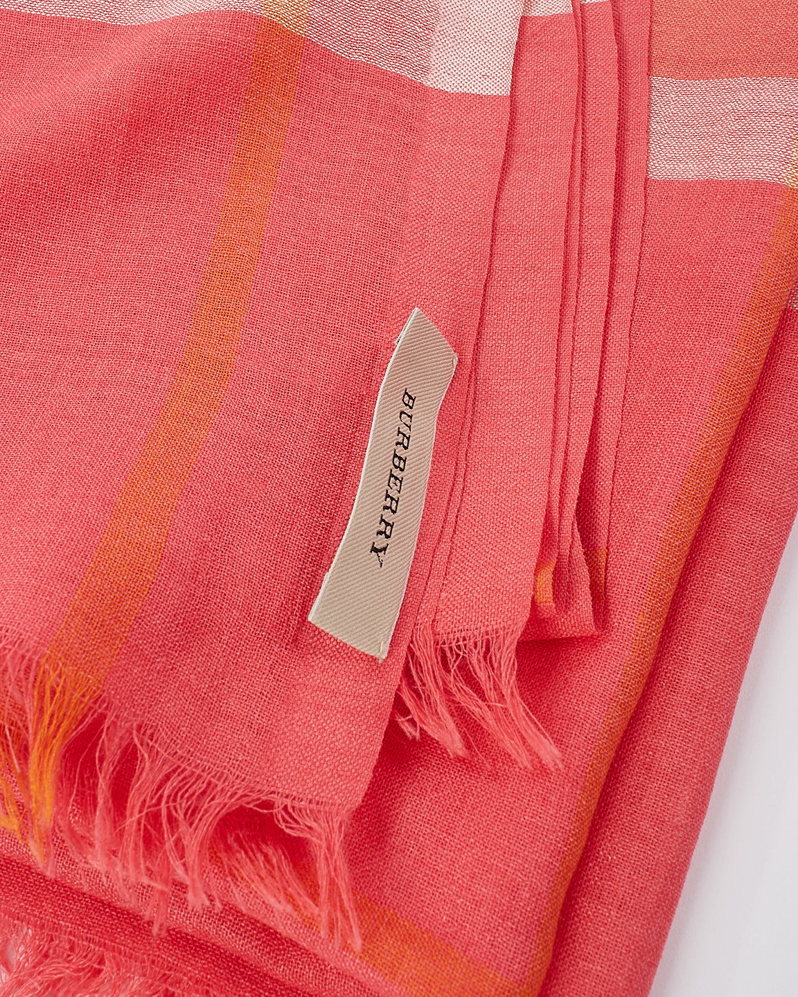 Burberry Pink Check Lightweight Fabric Scarf