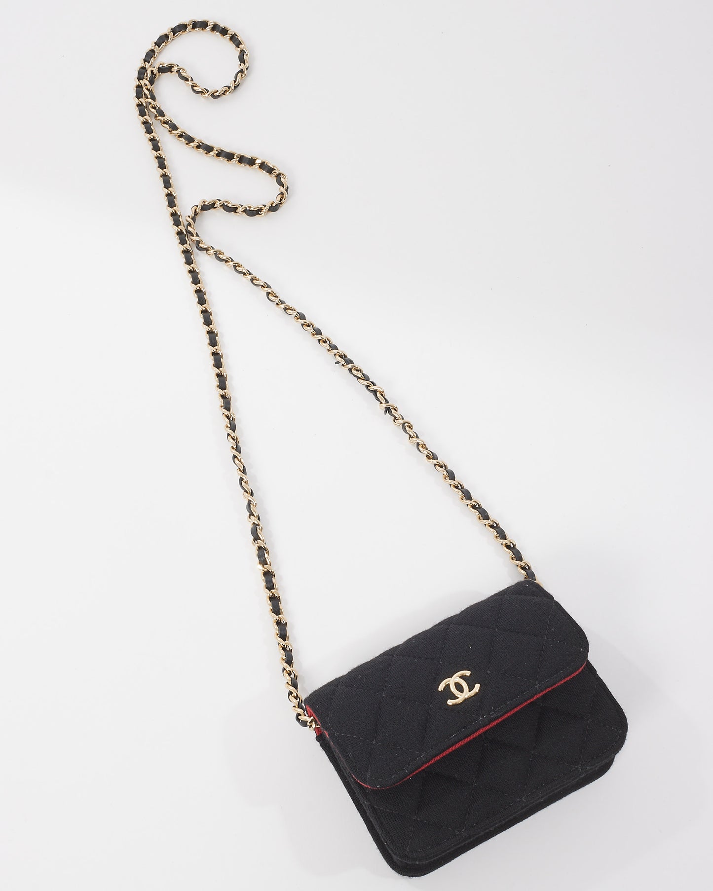 Chanel Black Jersey Fabric Ultra Mini Crossbody Bag with GHW (VIP)