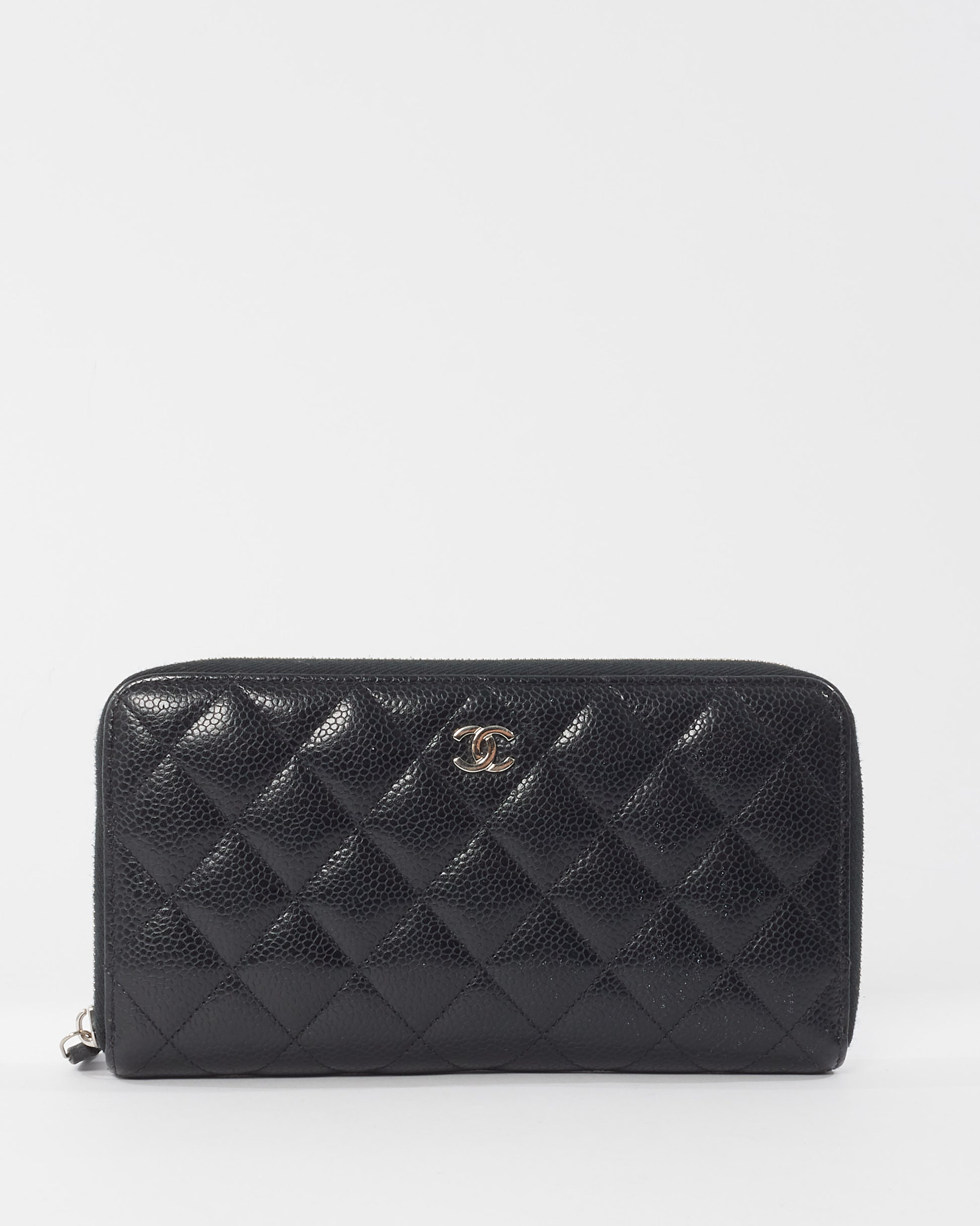 Buy Chanel Black Quilted Caviar Leather Classic Long Zipped Wallet