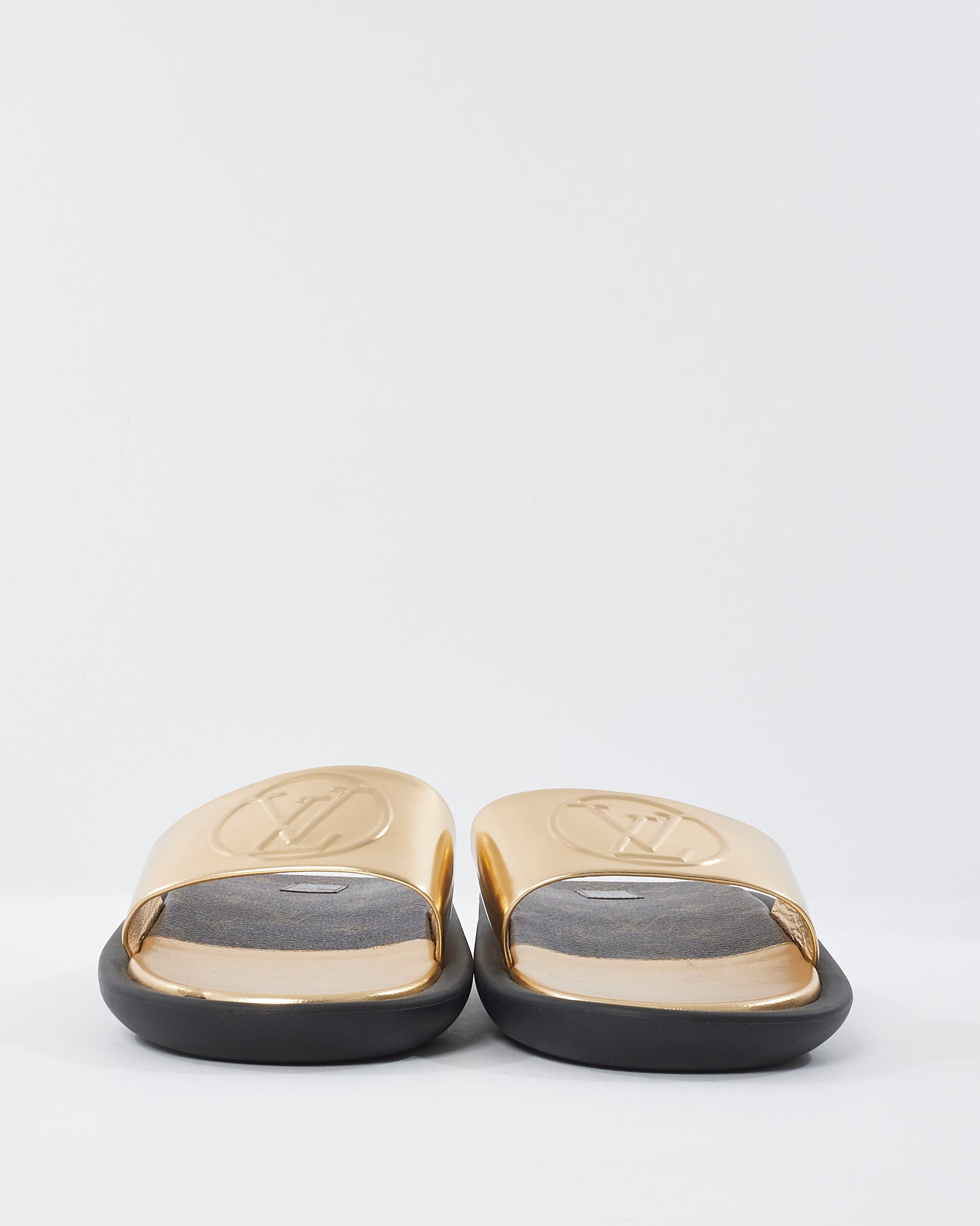 Louis Vuitton Monogram & Gold Mule Slides - 41