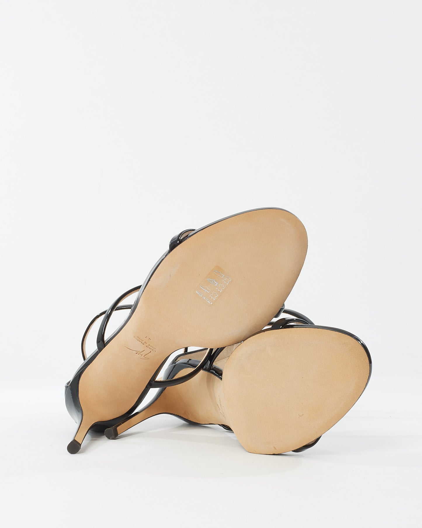 Giuseppe Zanotti Black Patent Leather Harmony Sandals - 41
