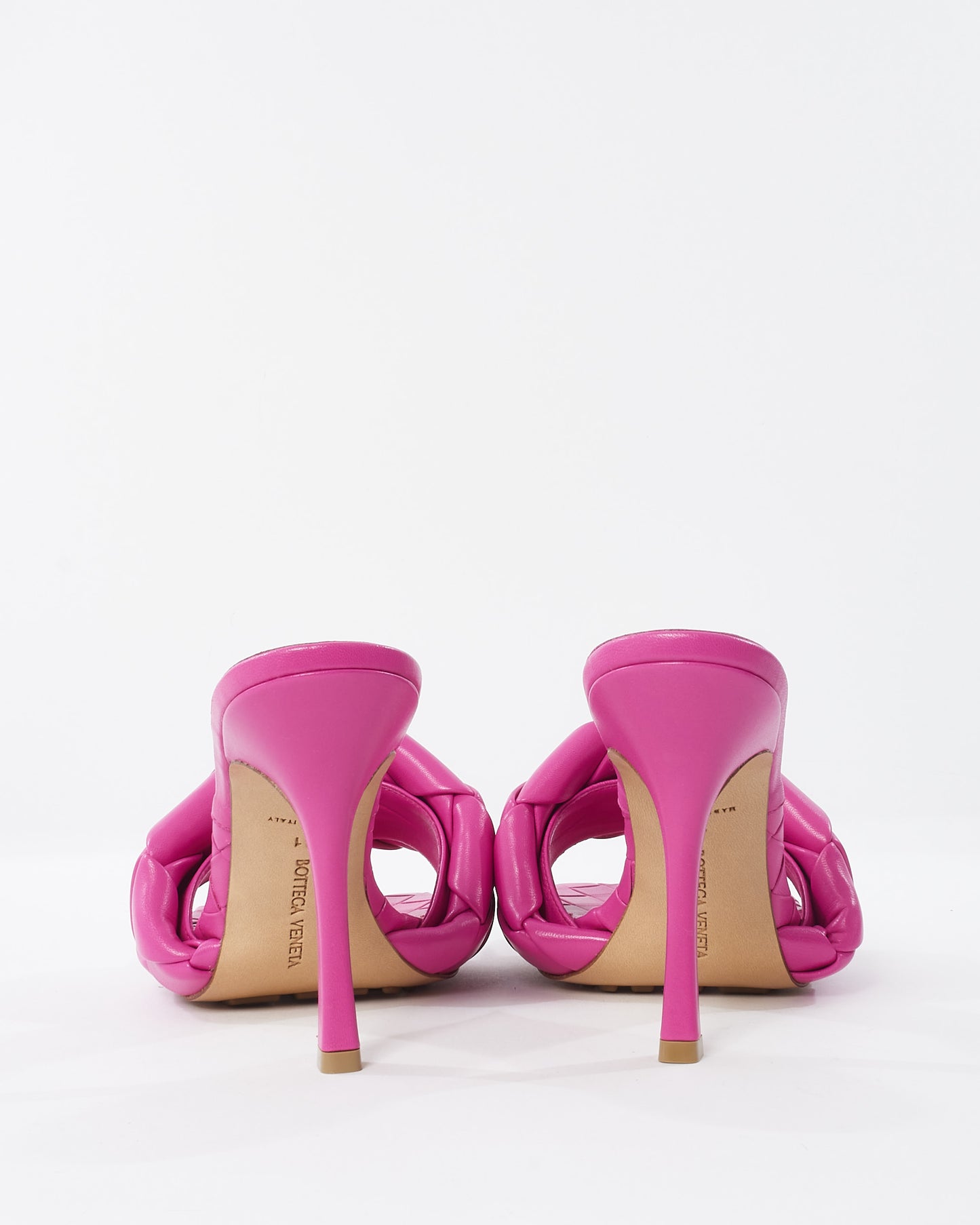 Bottega Veneta Pink Intercciato Leather Lido Sandals - 41