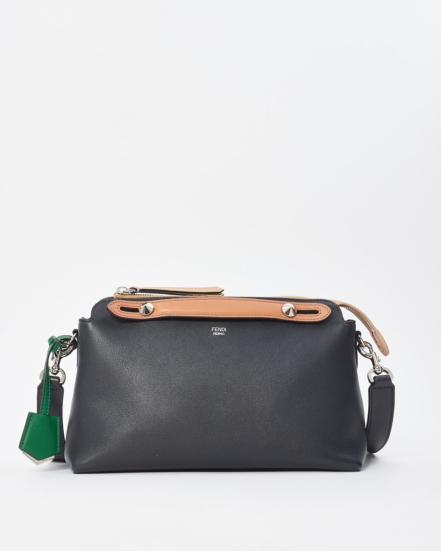 Fendi Black Green & Brown Leather "By The Way" Bowling Bag