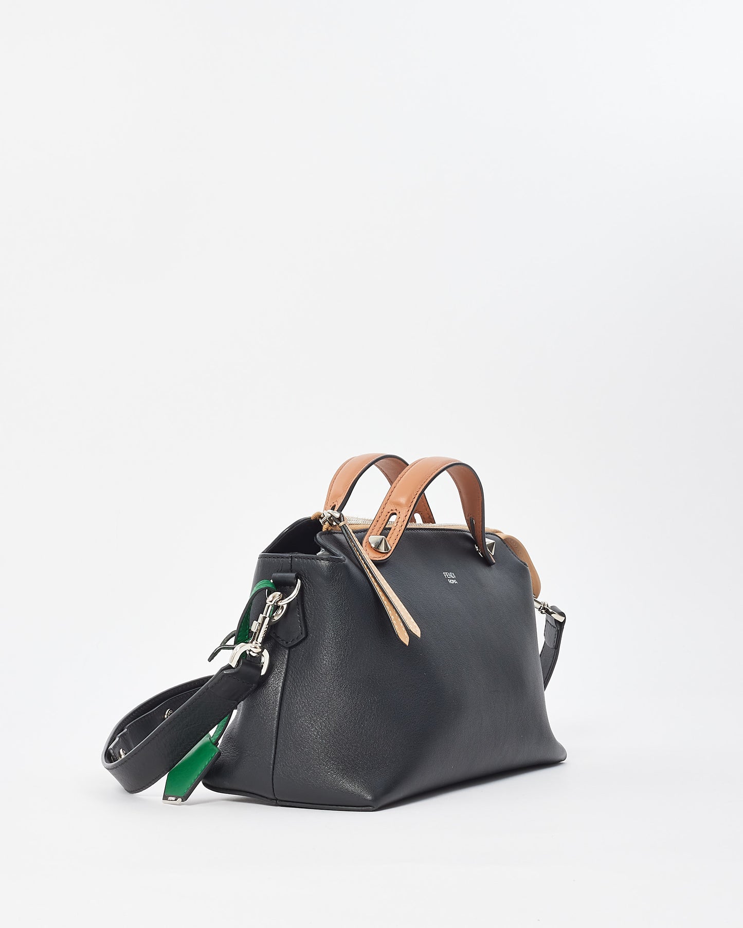 Fendi Black Green & Brown Leather "By The Way" Bowling Bag