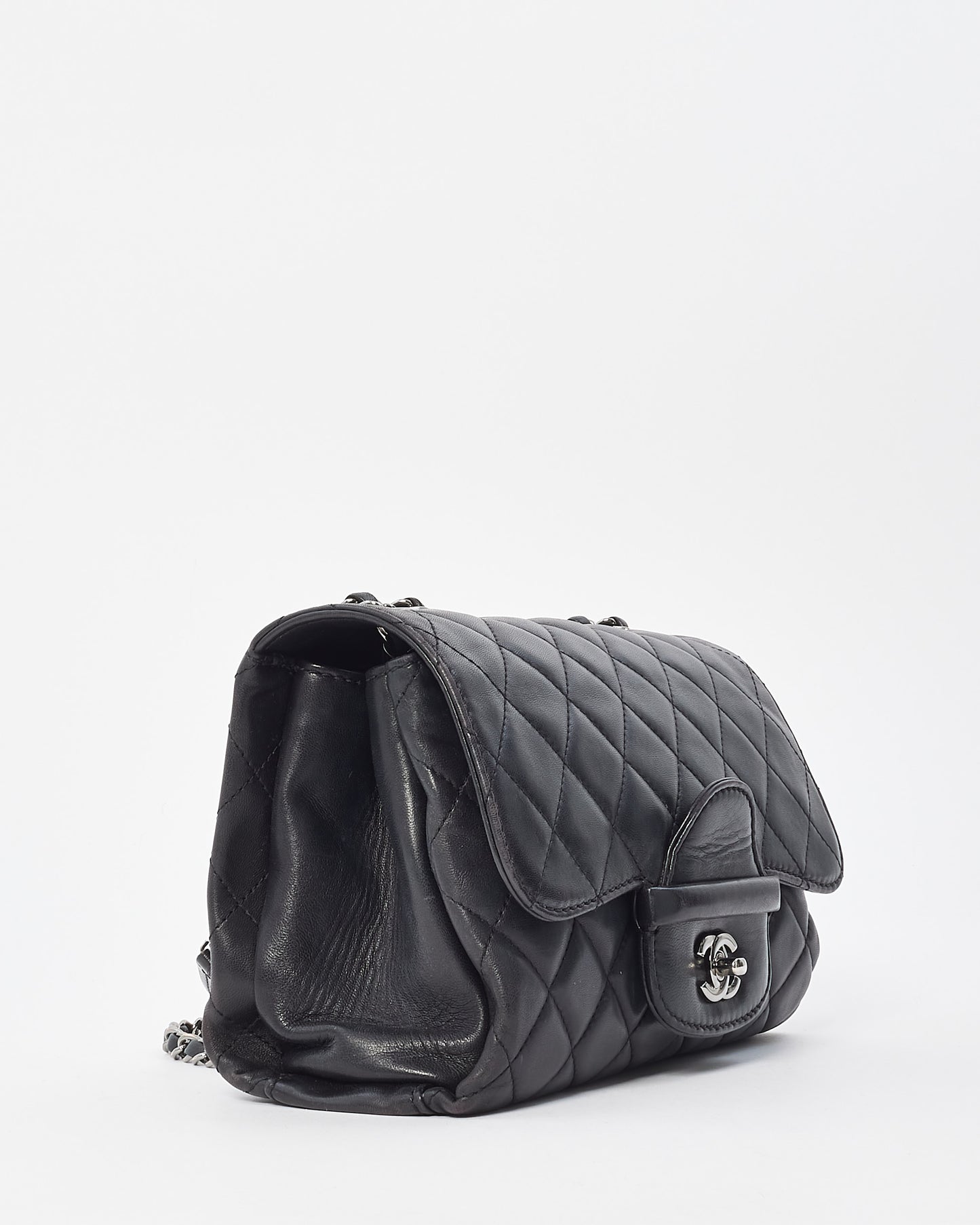 Chanel Black Lambskin Single Flap Coco Loop Shoulder Bag