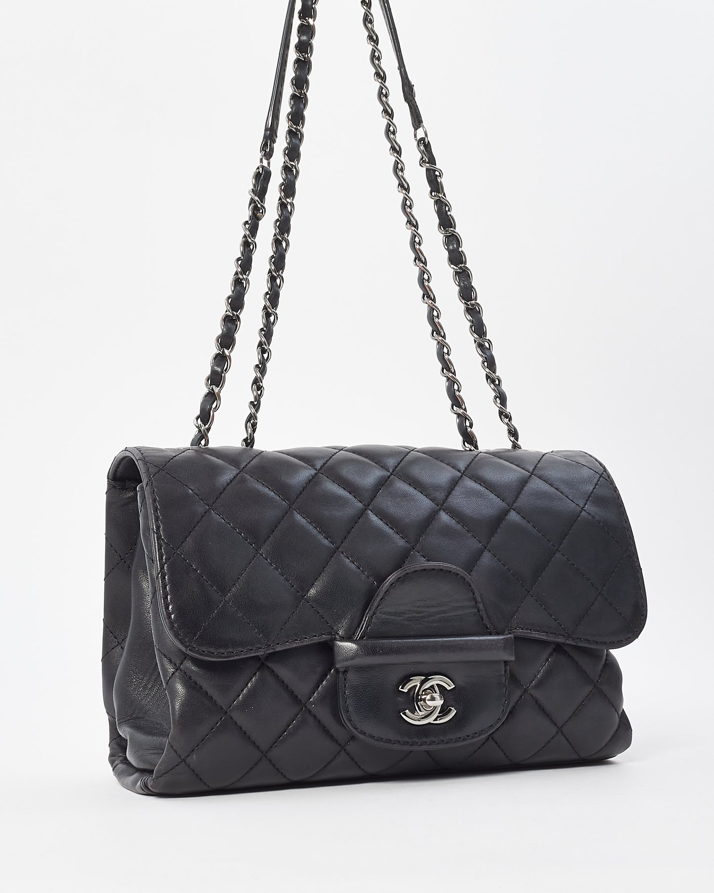 Chanel Black Lambskin Single Flap Coco Loop Shoulder Bag