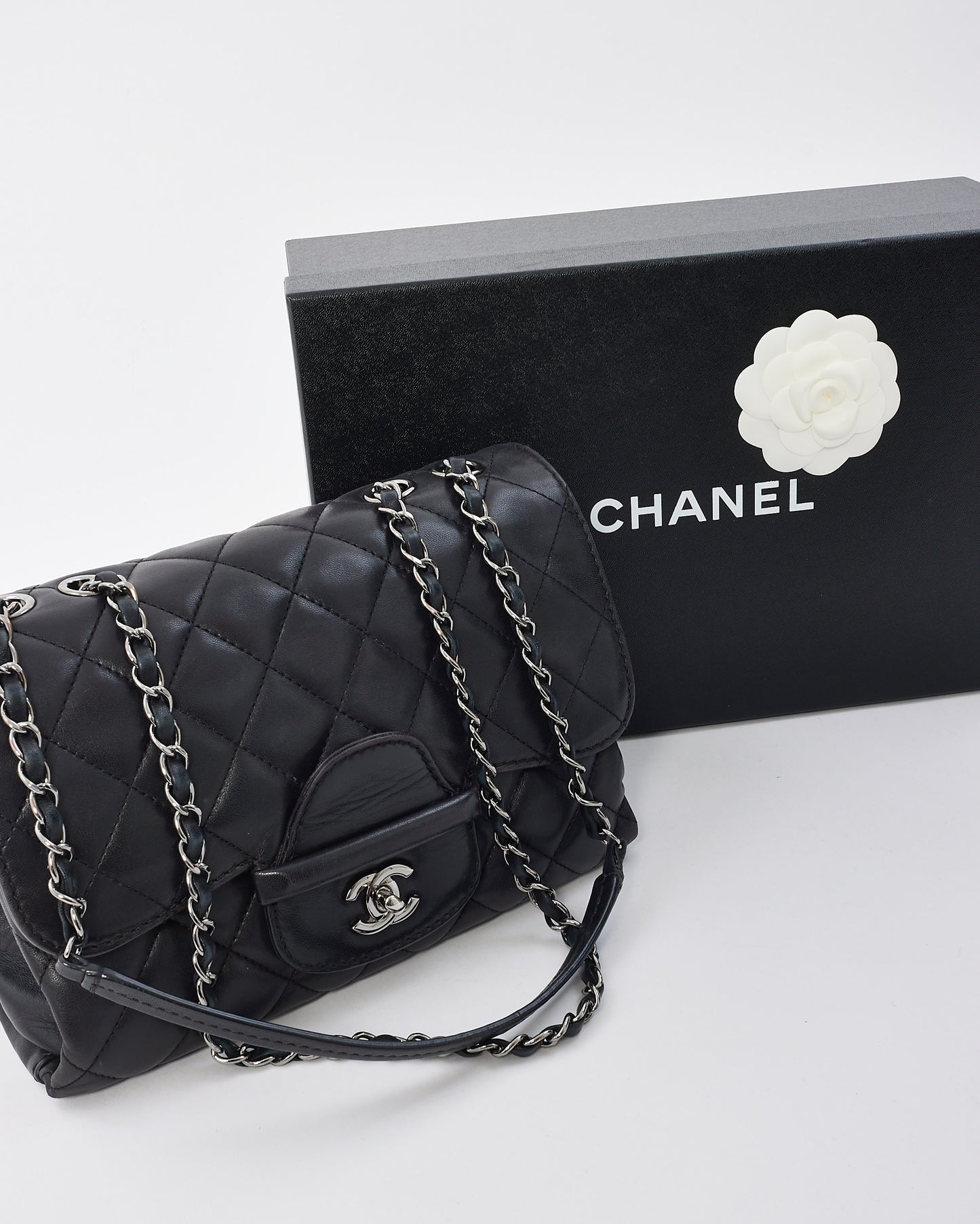 Chanel Black Lambskin Single Flap Coco Loop Shoulder Bag