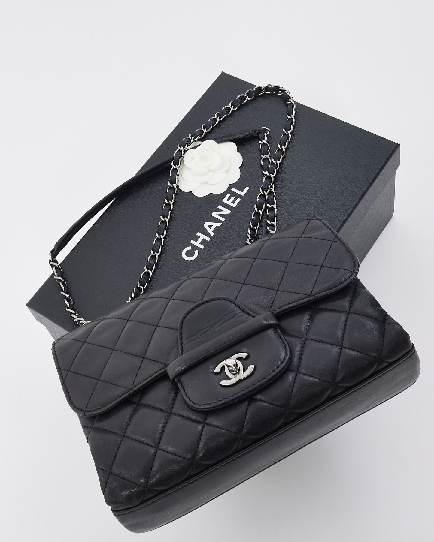 Chanel Black Lambskin Single Flap Coco Loop Shoulder Bag