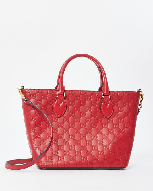 Gucci GG Guccissima Red Leather Signature Top Handle Bag
