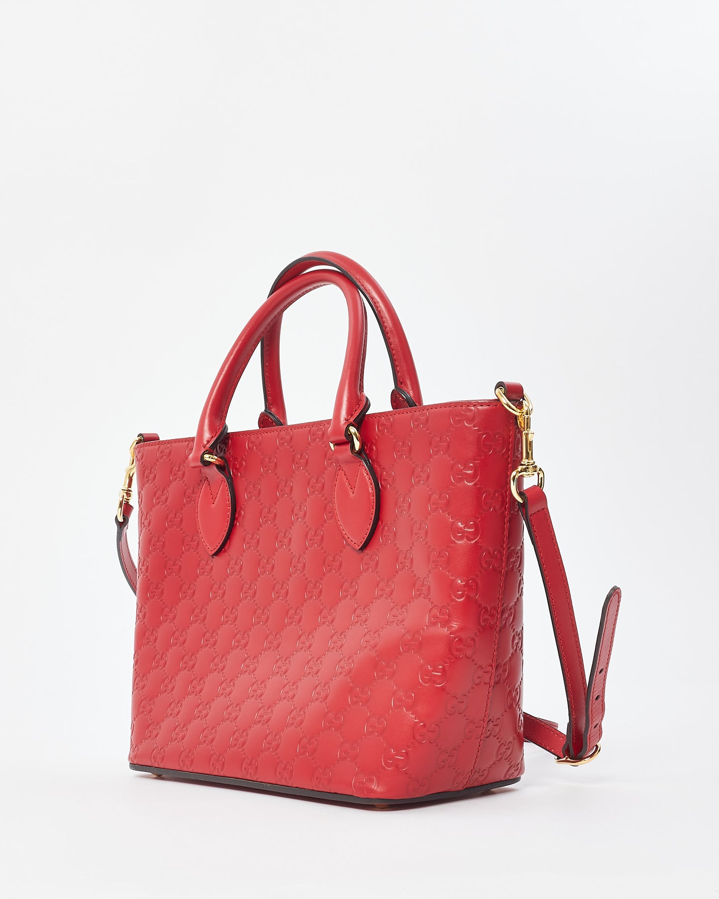 Gucci Red GG Signature G Monogram Leather Top Handle Bag