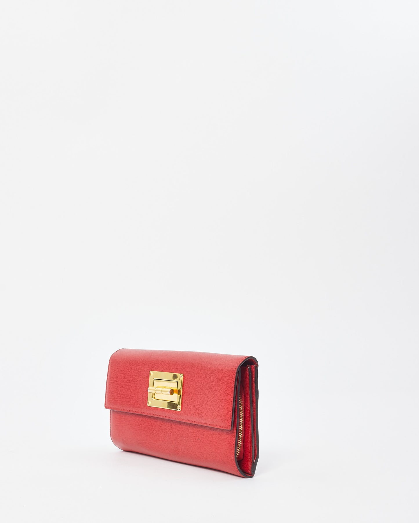 Tom Ford Red Leather Turnlock Natalia Continental Wallet