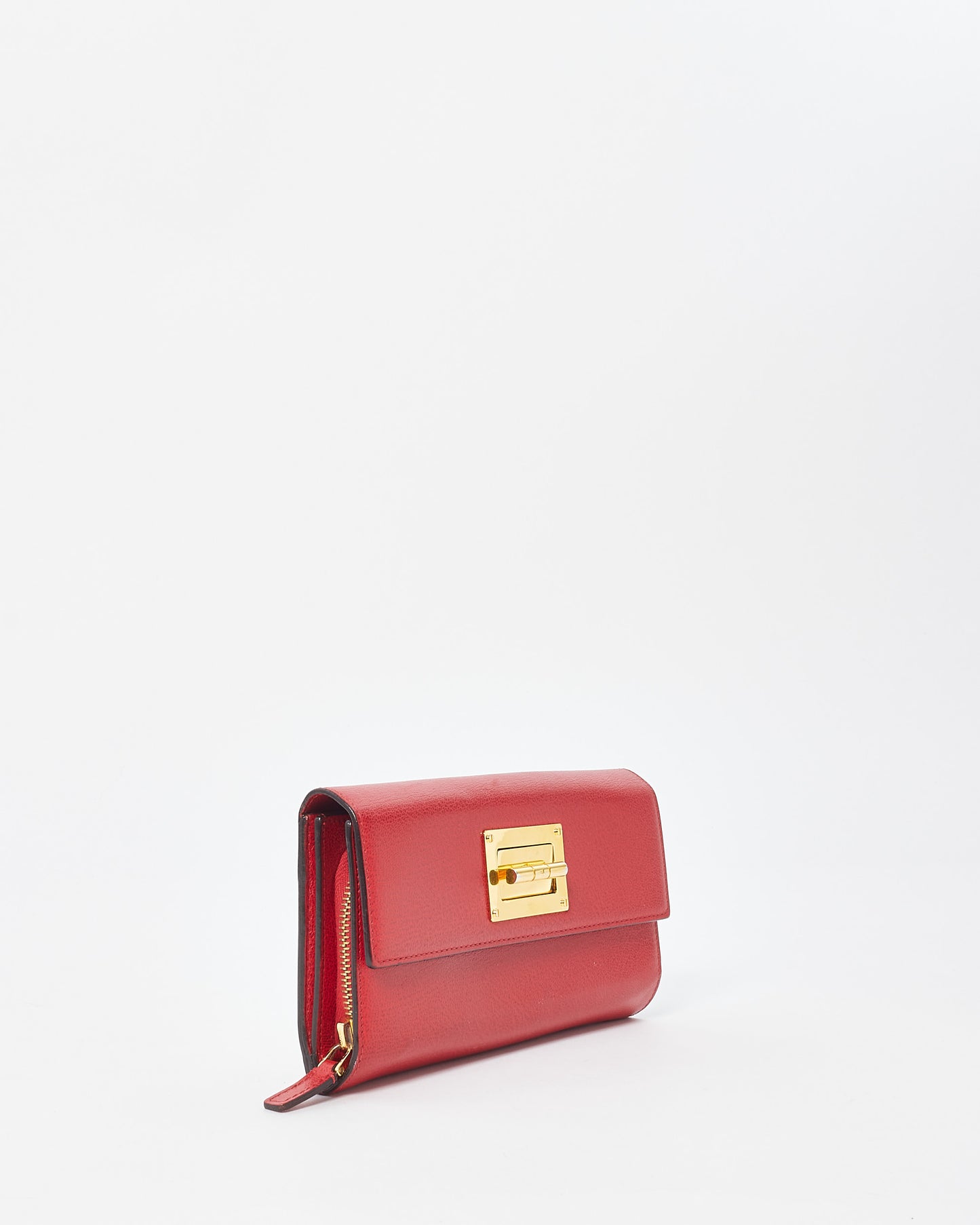 Tom Ford Red Leather Turnlock Natalia Continental Wallet