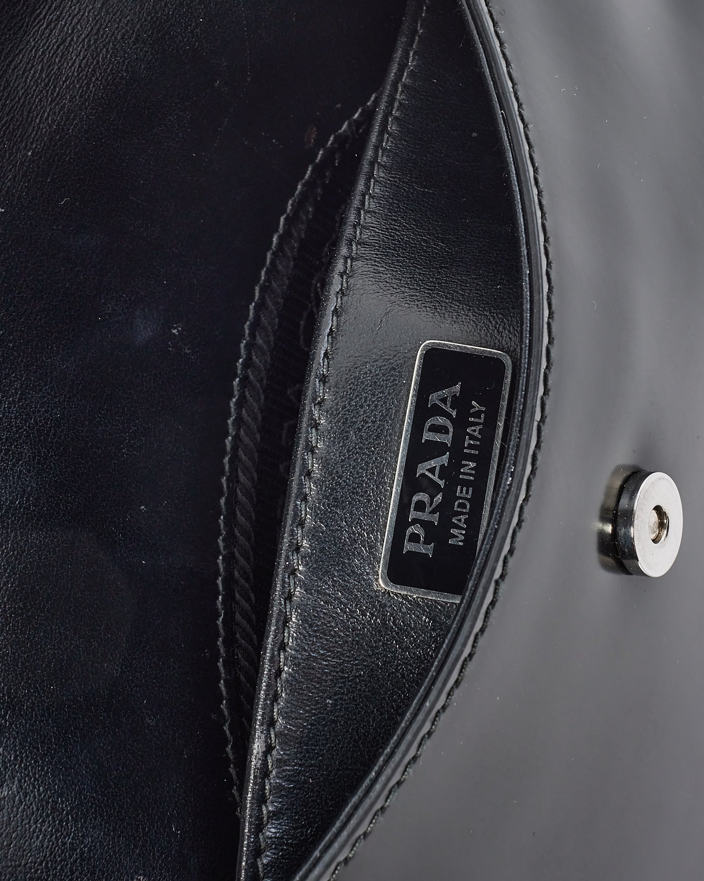 Prada Black Brushed Leather Small Flap Cleo Shoulder Bag