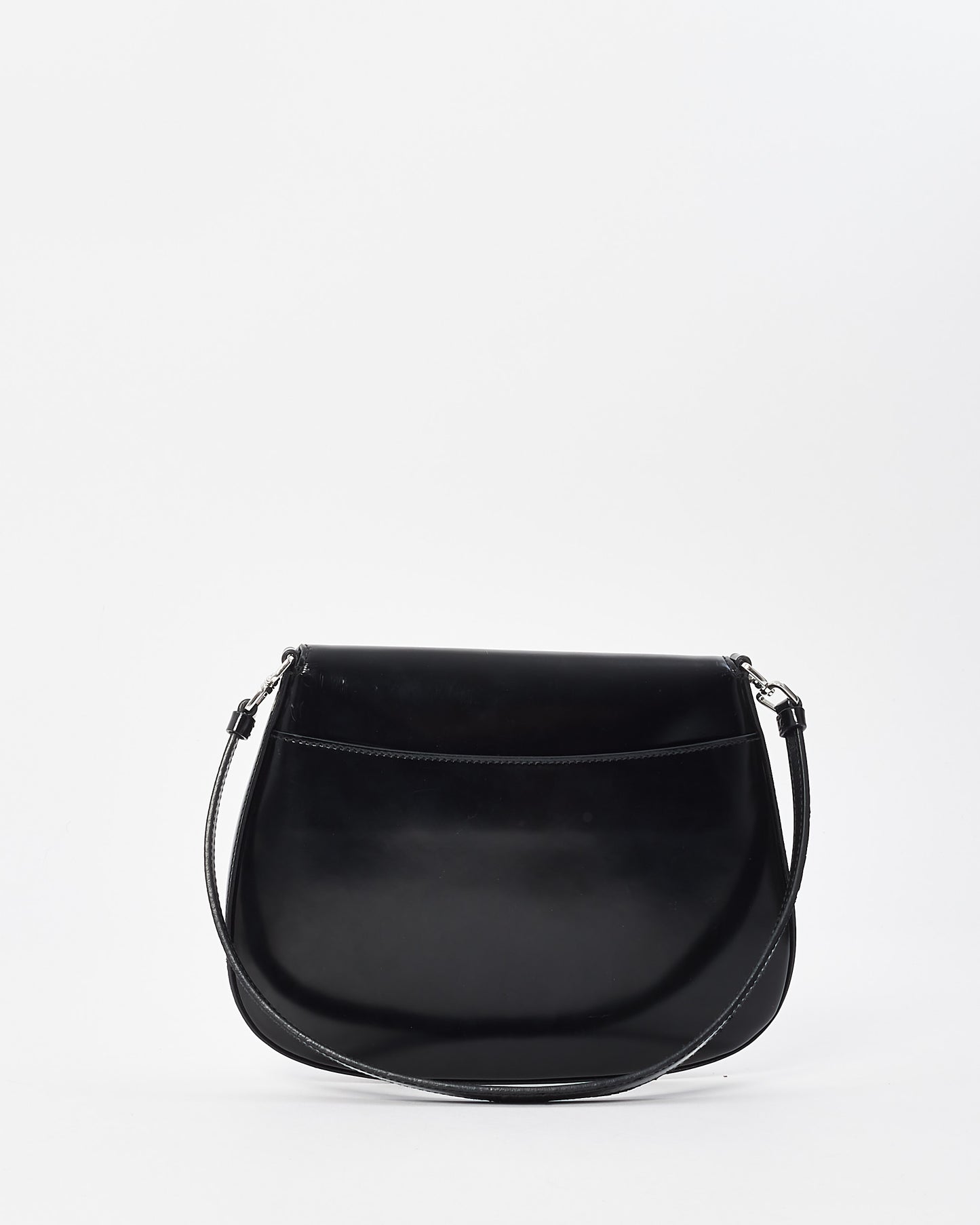 Prada Black Brushed Leather Small Flap Cleo Shoulder Bag