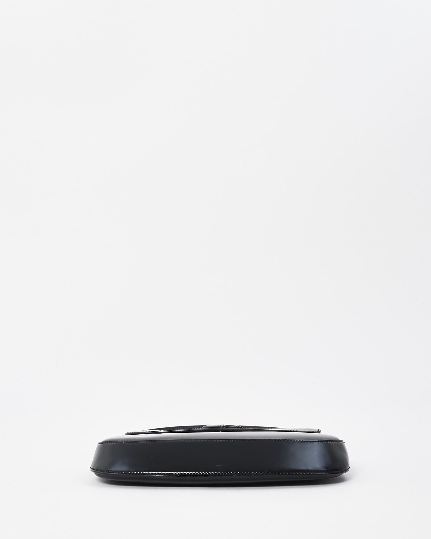 Prada Black Brushed Leather Small Flap Cleo Shoulder Bag