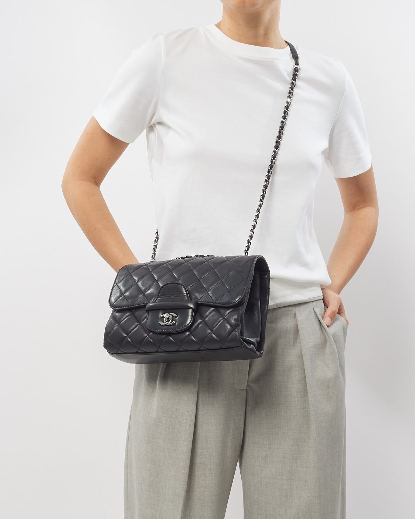Chanel Black Lambskin Single Flap Coco Loop Shoulder Bag