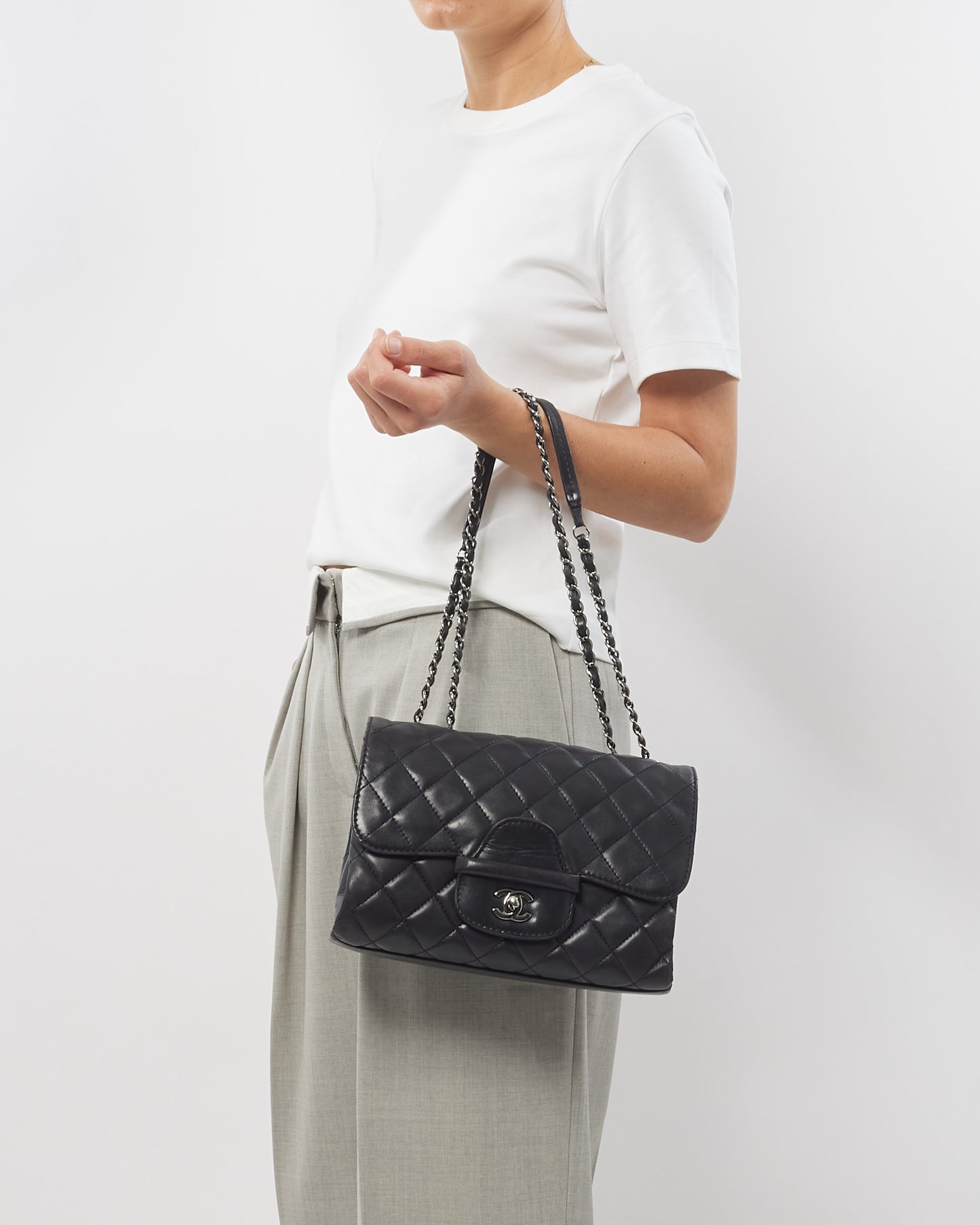 Chanel Black Lambskin Single Flap Coco Loop Shoulder Bag