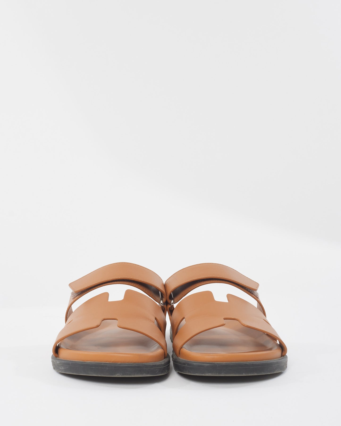 Hermès Gold Leather Chypre Sandals - 41