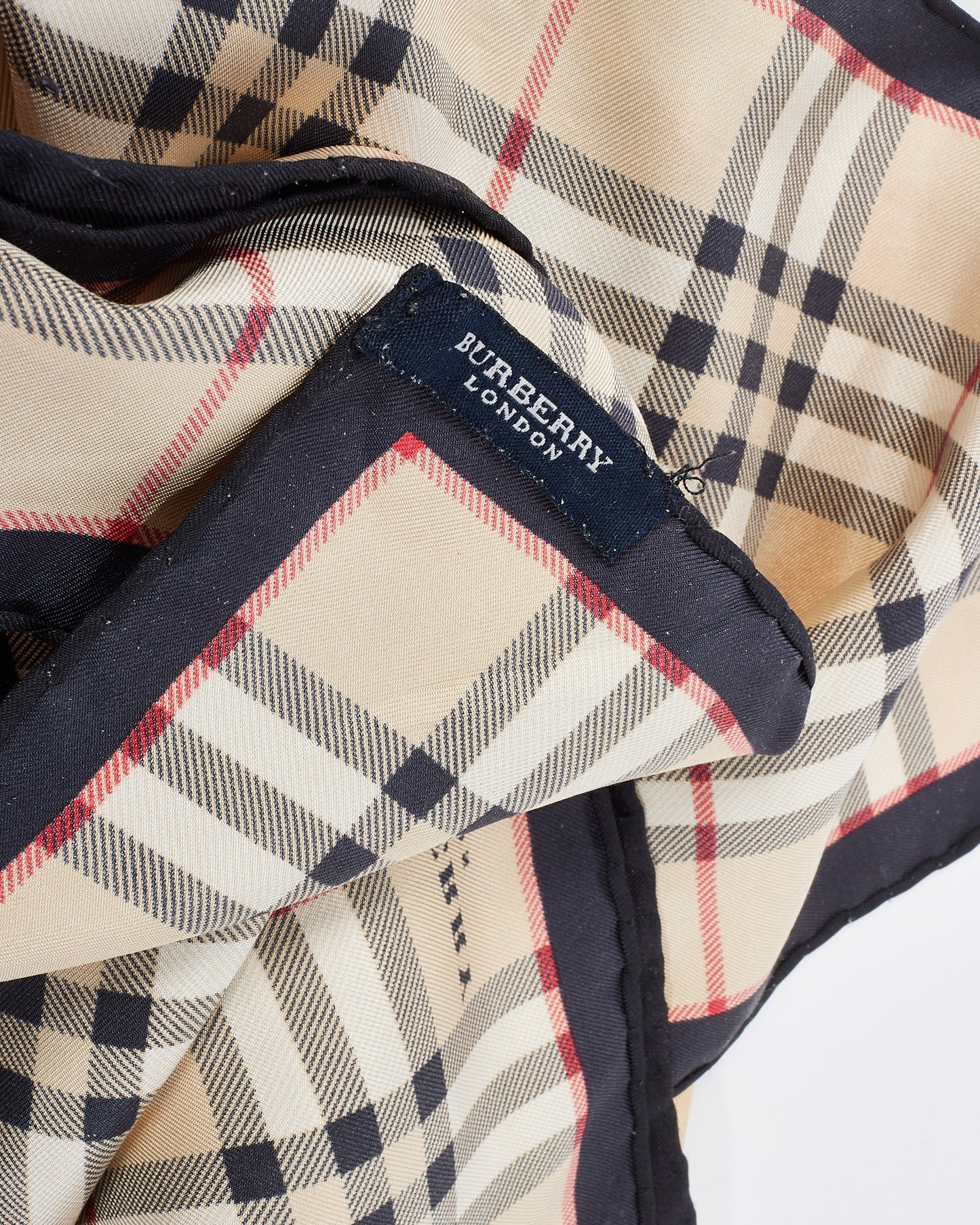 Burberry Beige Check & Black Silk Scarf