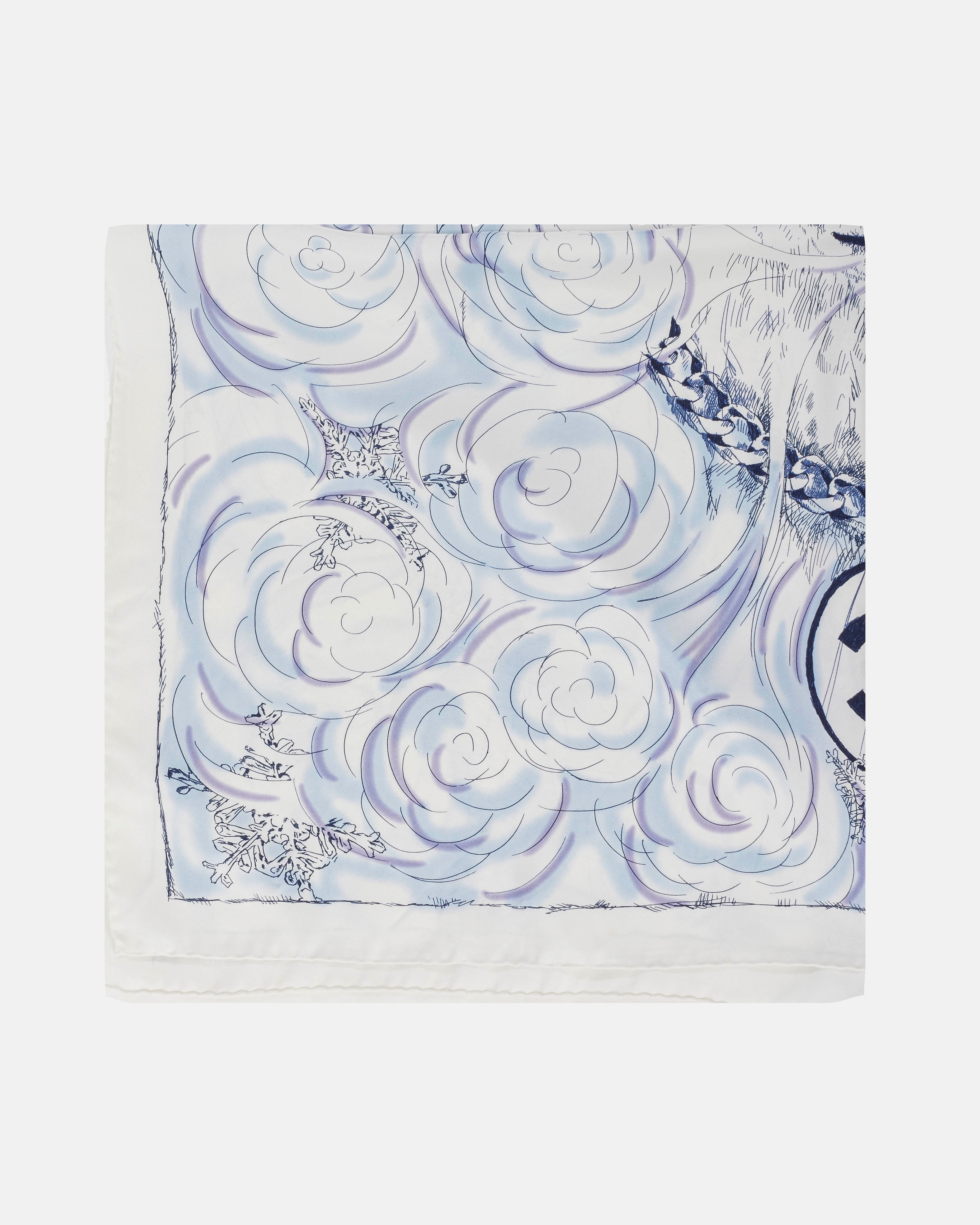 Buy Chanel White & Blue Polar Bear Camelia Logo Silk Scarf