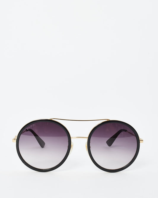 Gucci Black & Metal Round Aviator GG0061S Frame Sunglasses