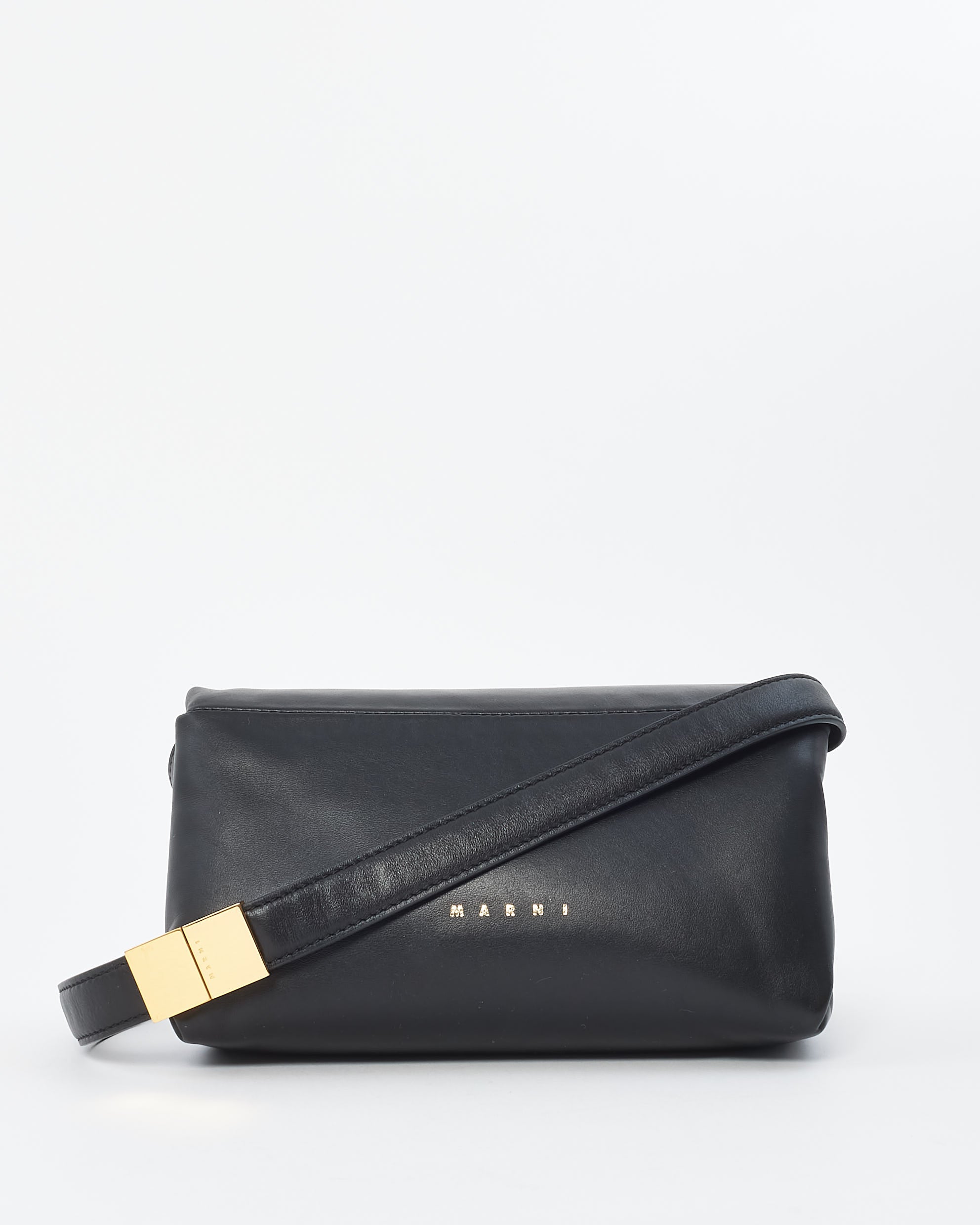 Buy Marni Black Puffed Leather Small Prisma Shoulder Bag