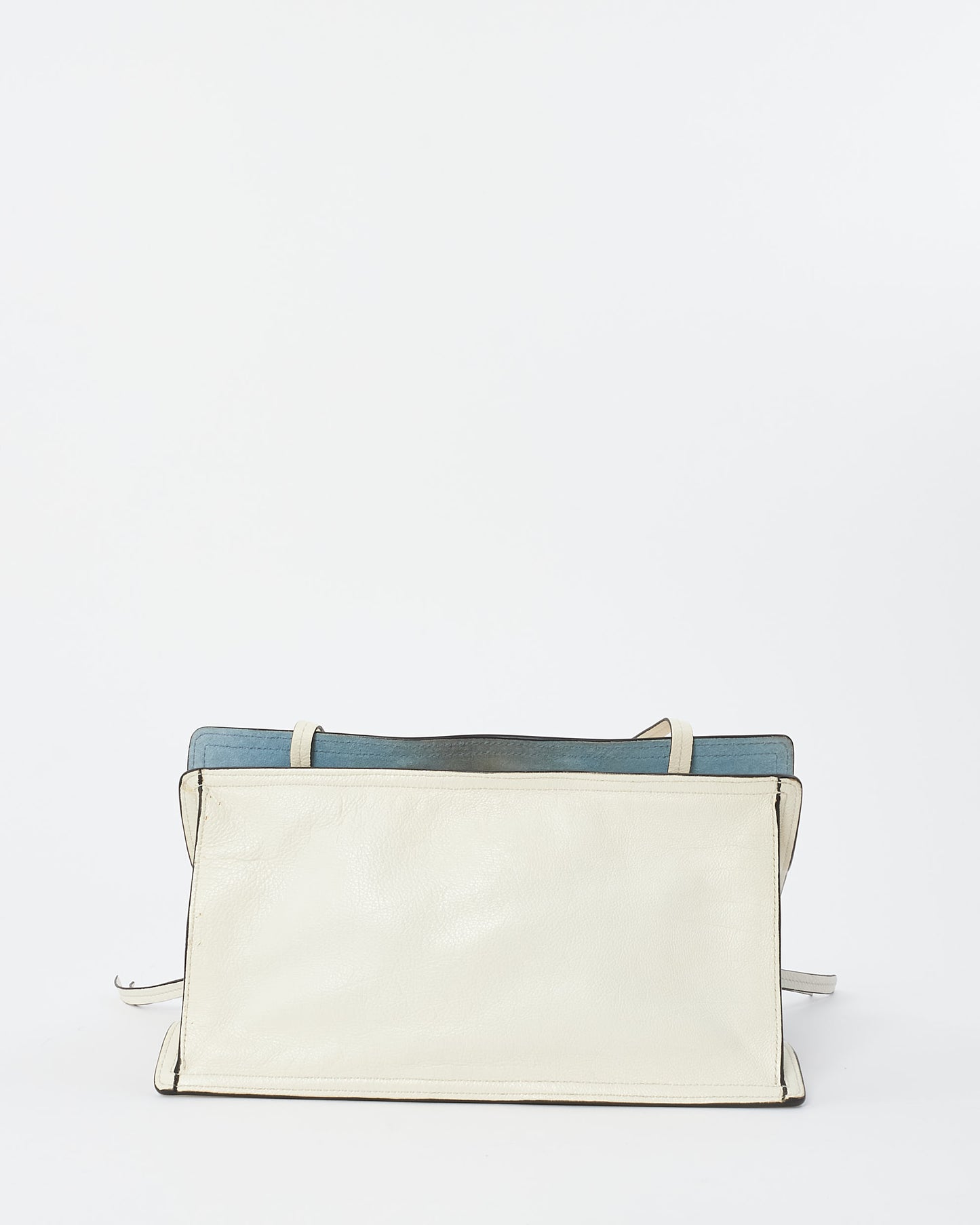 Prada White Leather Medium Etiquette Patch Buckle Shoulder Bag