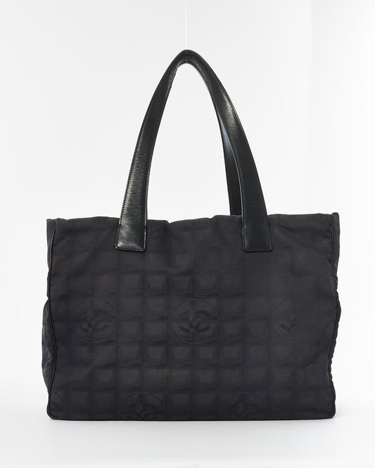 Chanel Black CC Logo New Line Nylon Tote Bag W/ Pouch