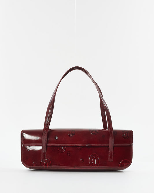 Cartier Bordeaux Patent Leather Cabochon Shoulder Bags