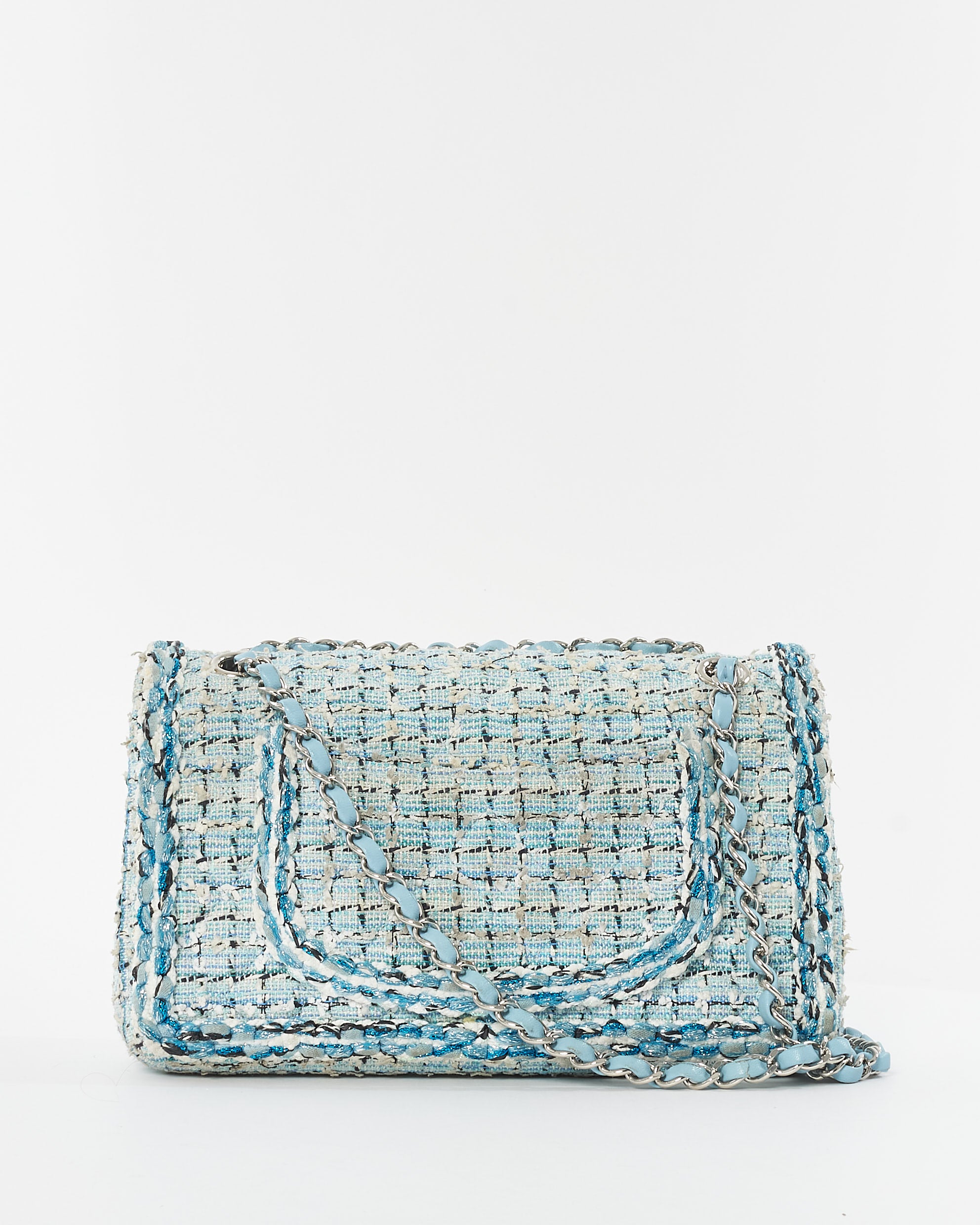Buy Chanel Blue & White Tweed Cruise 2019 Medium Classic Flap Bag