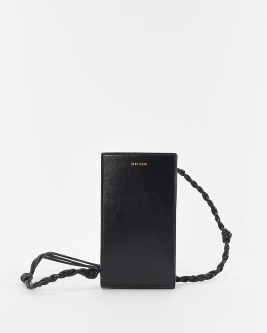 Jill Sander Black Leather Crossbody Phone Holder Bag