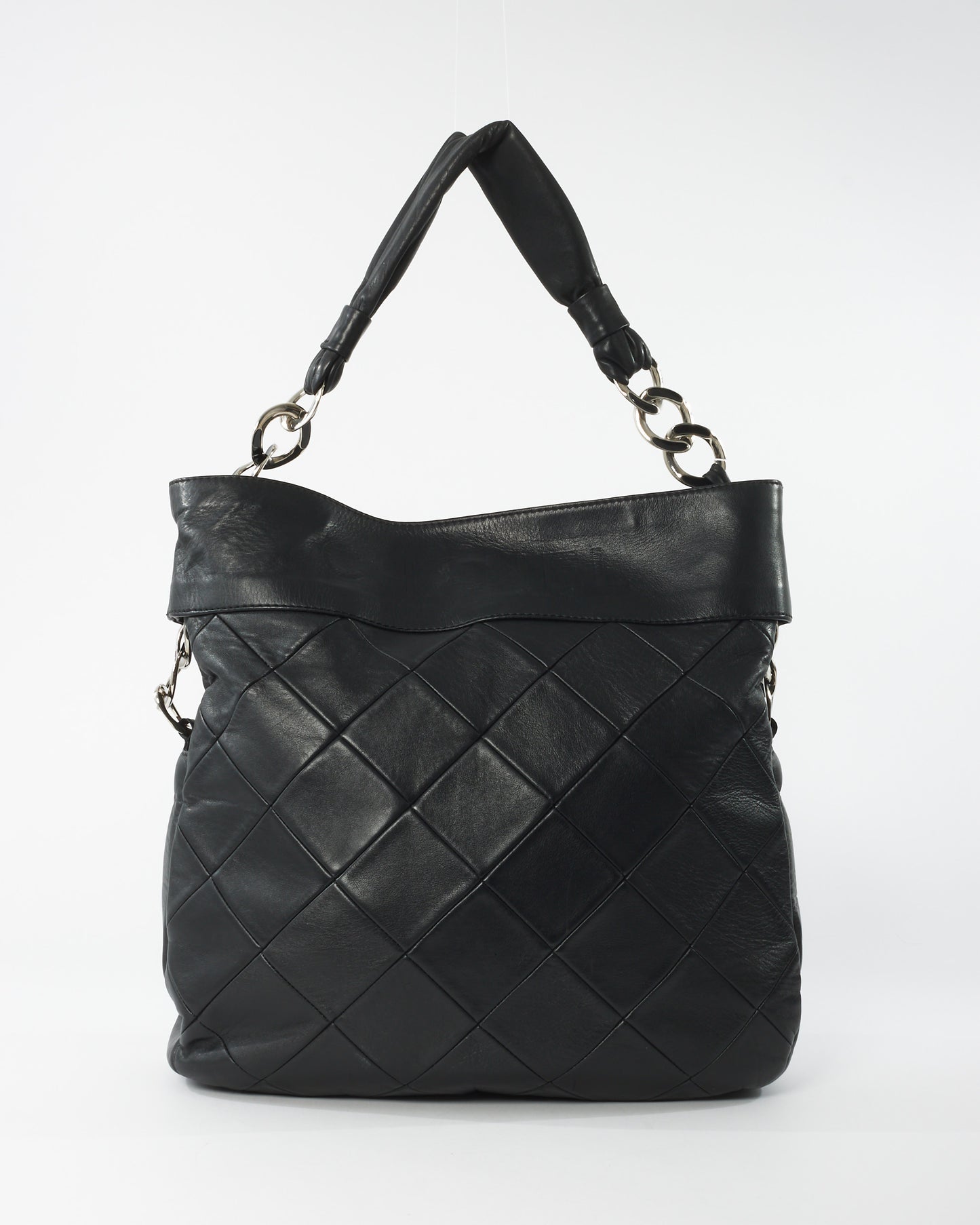 Chanel Black Quilted Leather LAX Embossed Logo Large Hobo Shopping Tote
