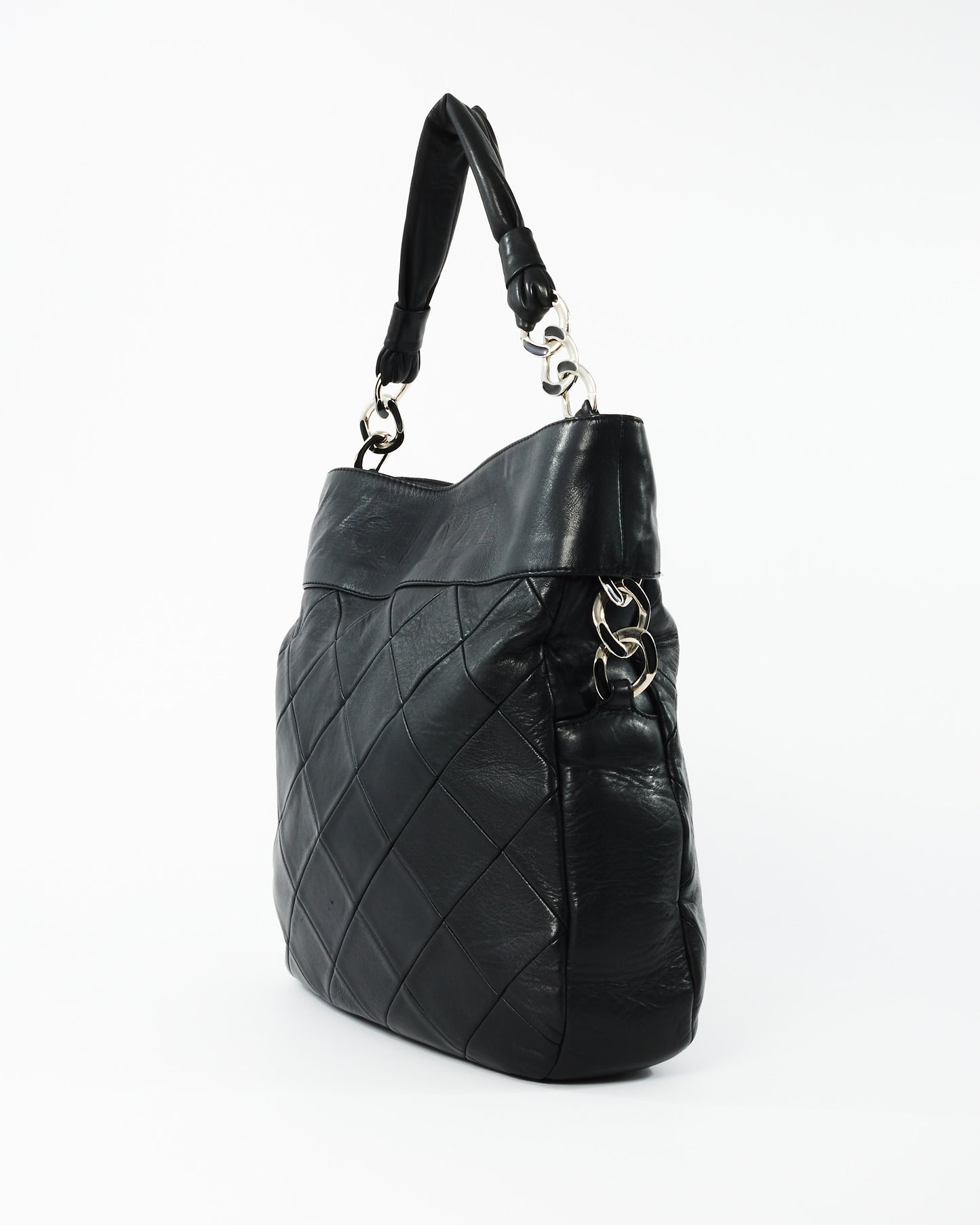 Chanel Black Quilted Leather LAX Embossed Logo Large Hobo Shopping Tote